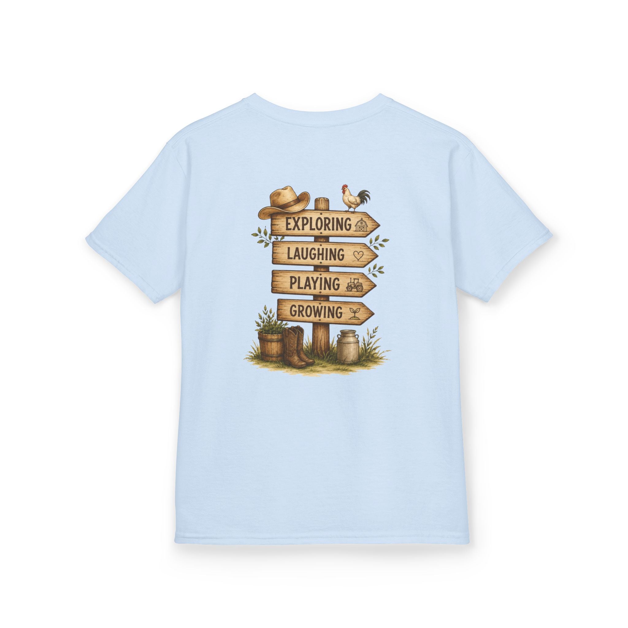 Kids Tee — "Grandkids Camp with Nannie & Papa" Rustic Farm Sign Tee