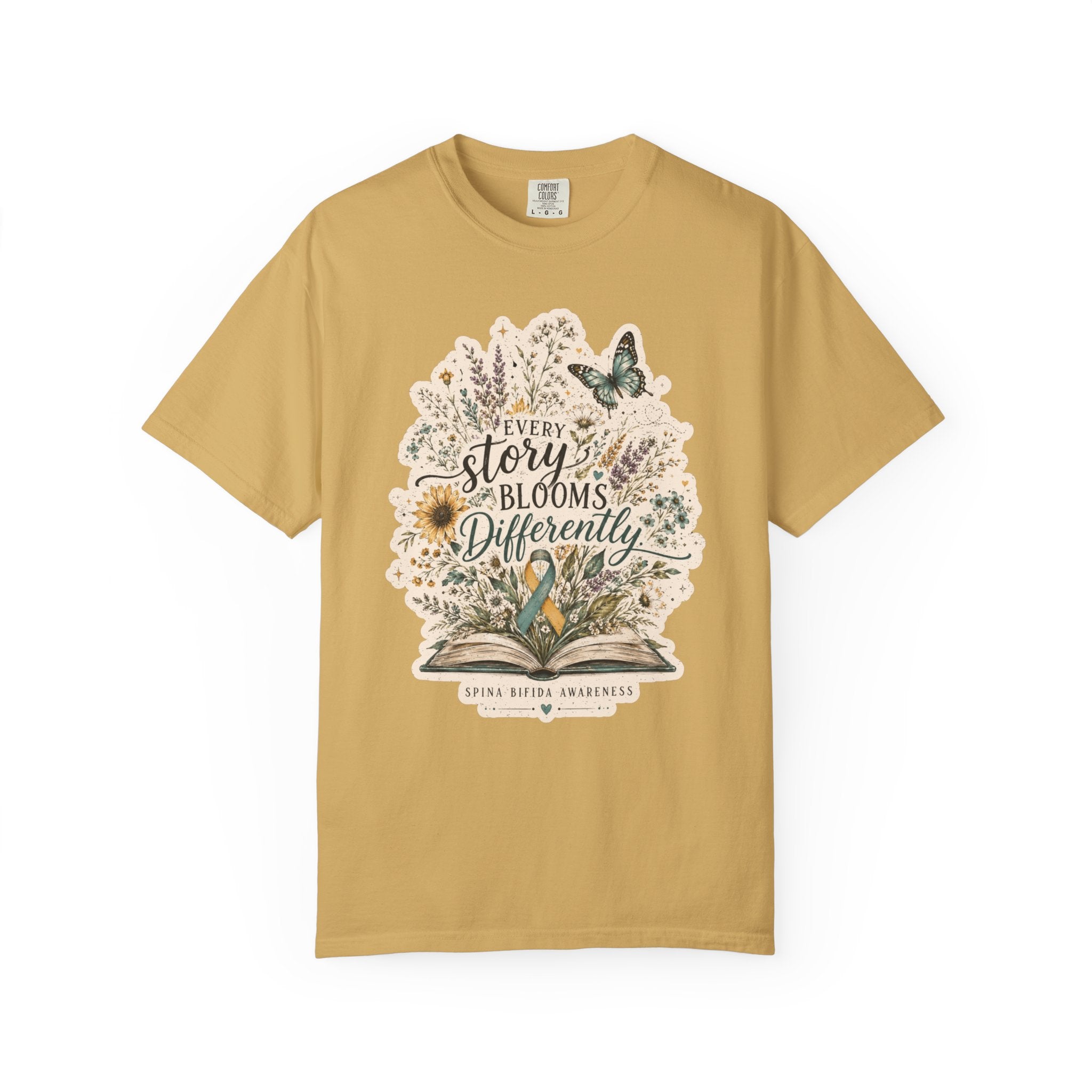 Every Story Blooms Differently T-Shirt — Spina Bifida Awareness