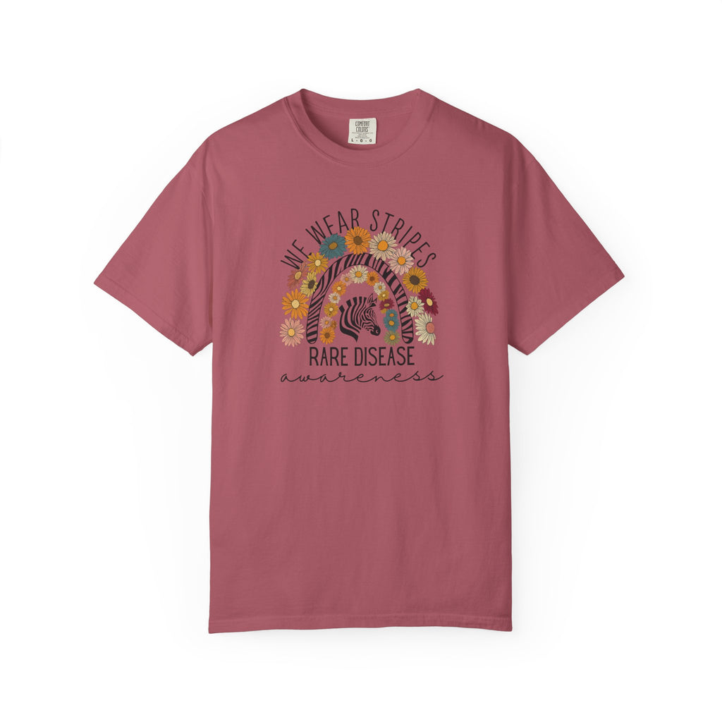 Rare Disease Awareness T-Shirt –Zebra & Sunflower Rainbow