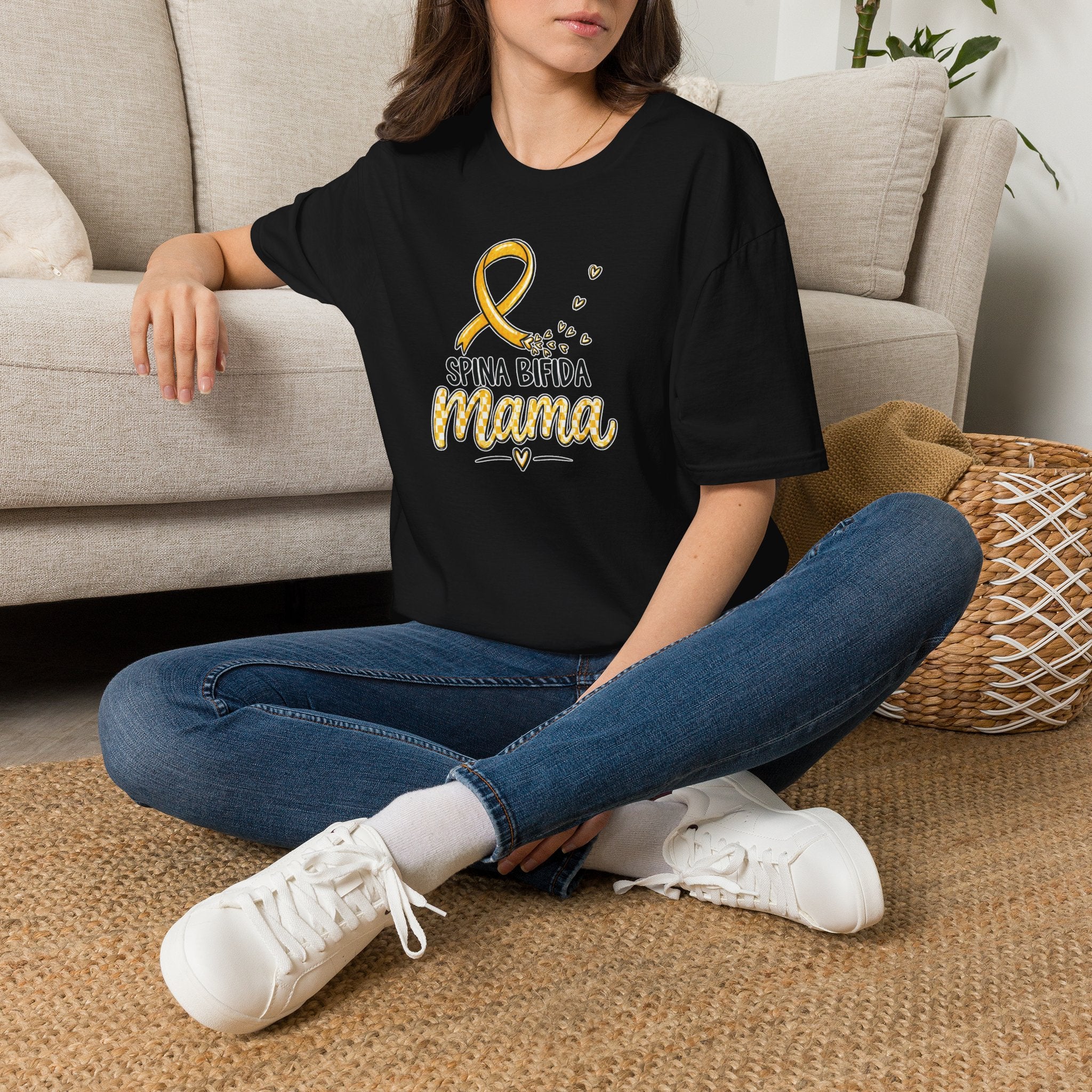 Spina Bifida Mama T-Shirt — Gold Awareness Ribbon Mom Tee