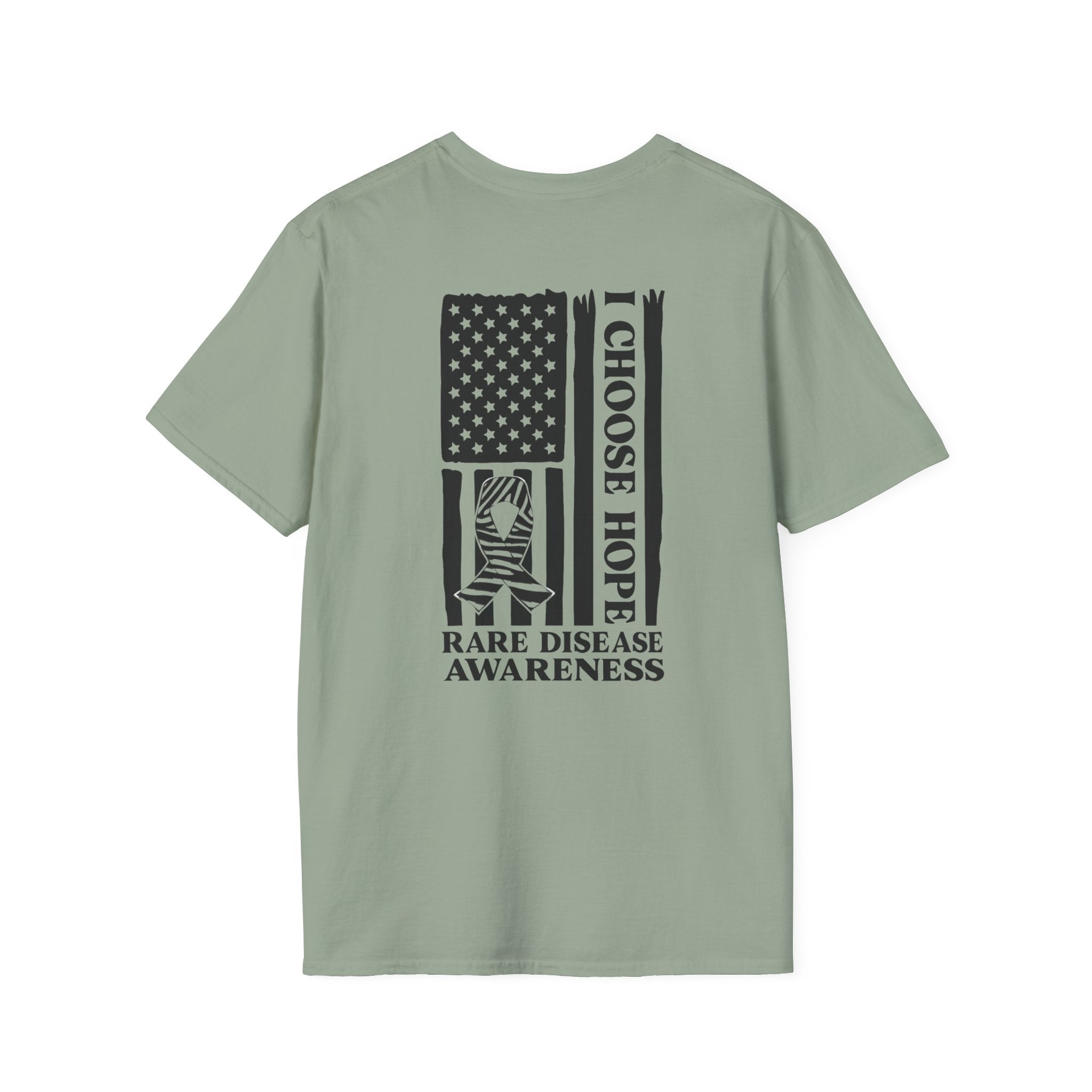 Rare Disease Awareness T-Shirt — "I Choose Hope" American Flag Ribbon