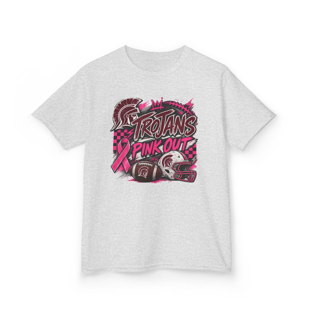 Kids T-Shirt — Trojans Pink Out Football Breast Cancer Awareness Tee