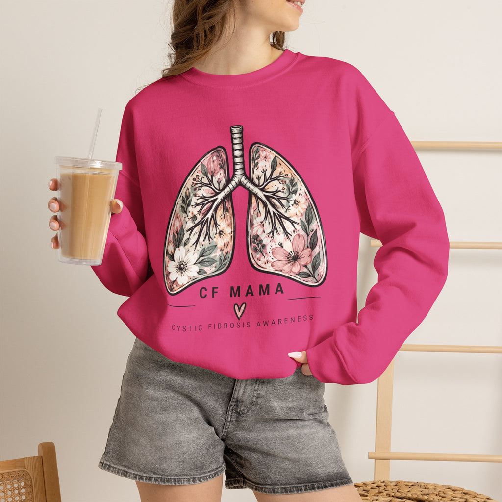 Lung Floral Crewneck Sweatshirt — CF MAMA Respiratory Awareness Pullover