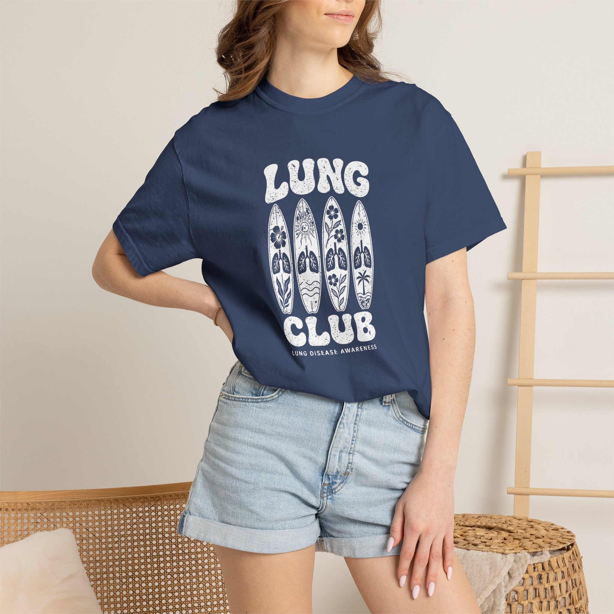 Surfboard 'Lung Club' Graphic T-Shirt — Retro Beach Vibe Tee