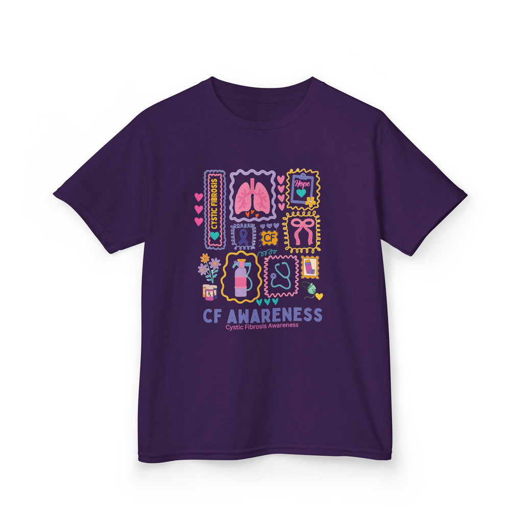 Kids CF Awareness Stamp T‑Shirt — Cystic Fibrosis Support Tee