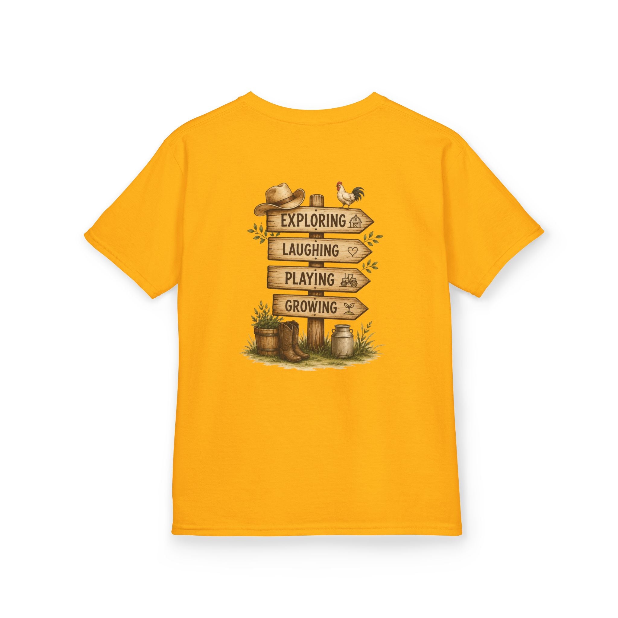 Kids Tee — "Grandkids Camp with Nannie & Papa" Rustic Farm Sign Tee