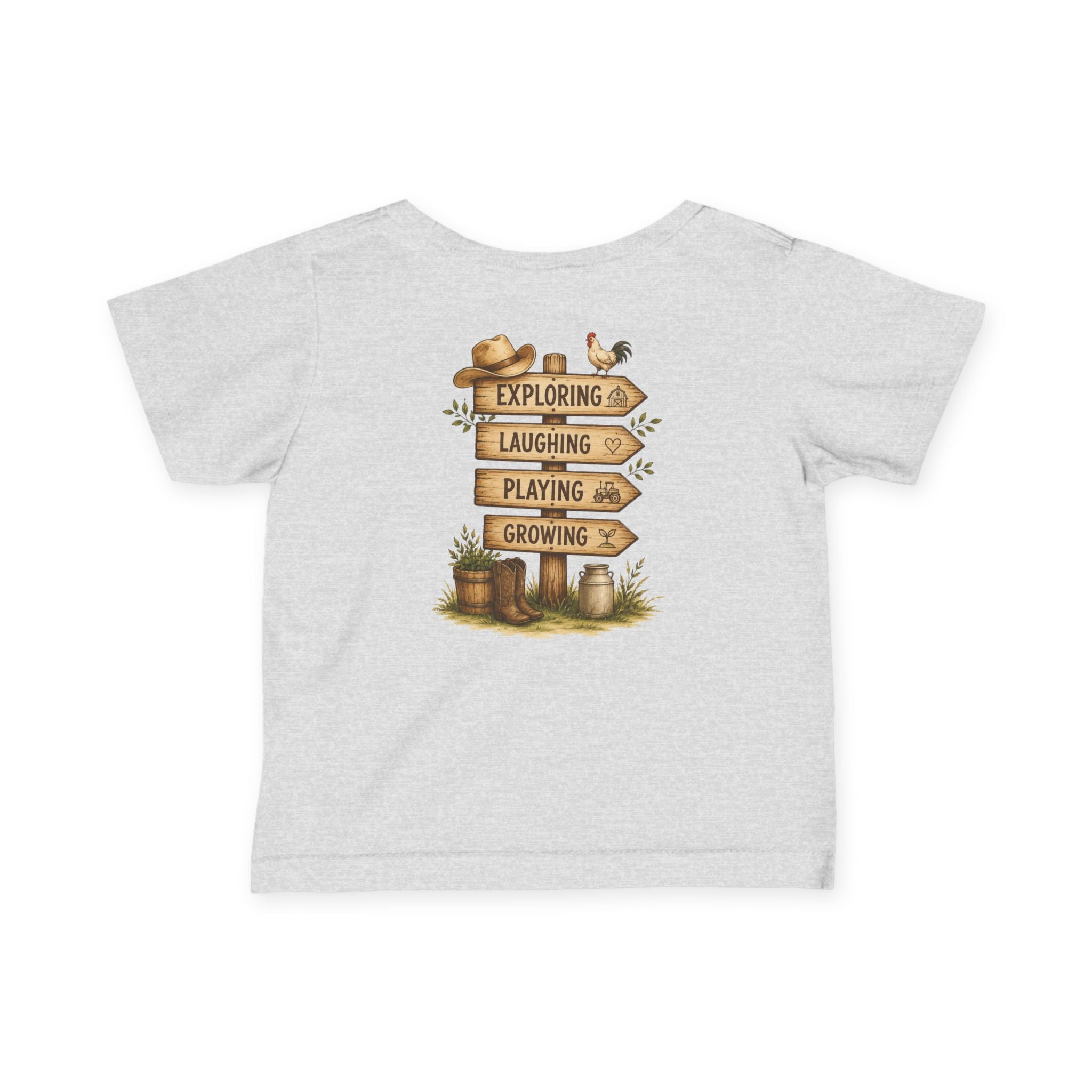 Infant Tee — “Grandkids Camp with Nonnie & Papa” Baby Shirt (Exploring, Laughing, Playing, Growing)