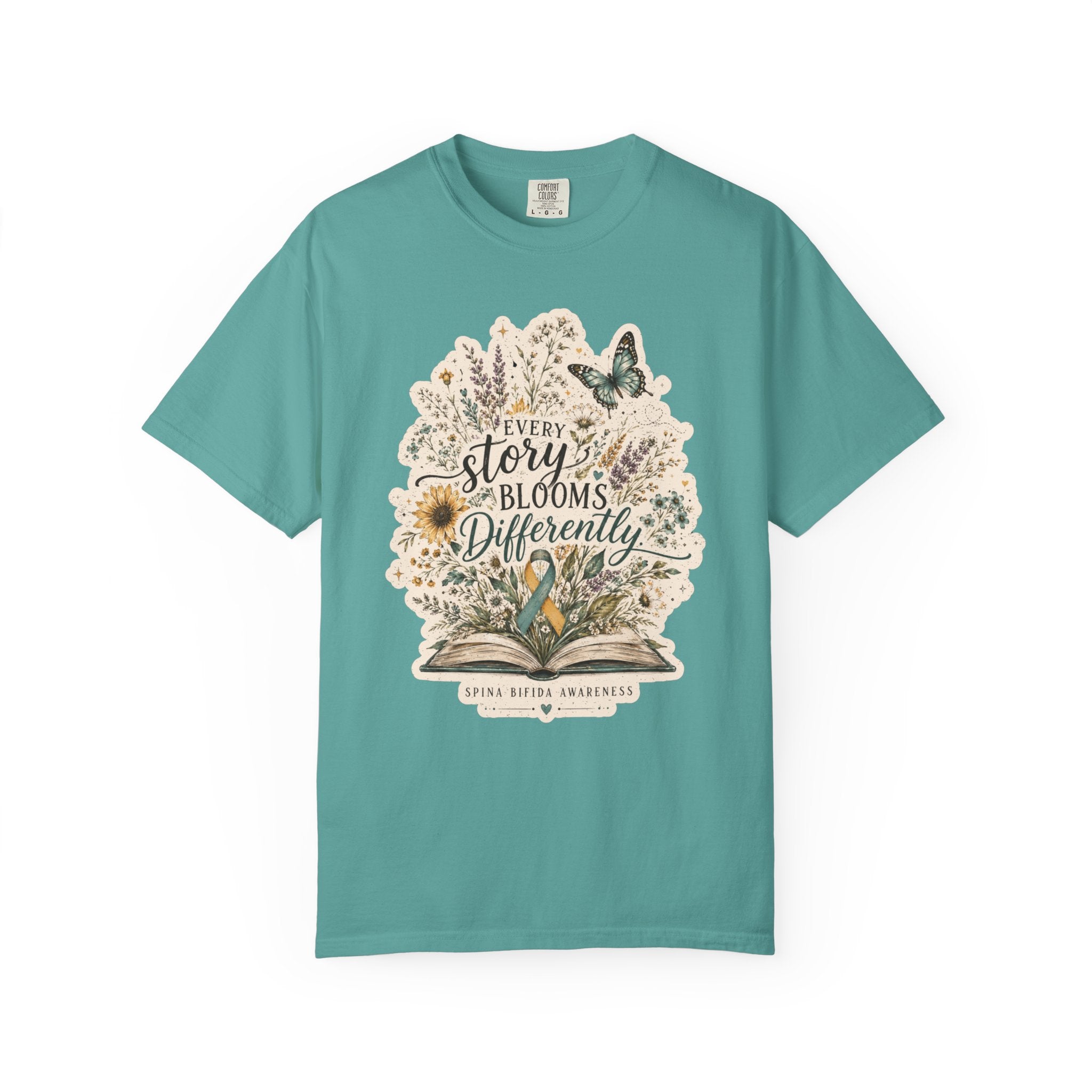 Every Story Blooms Differently T-Shirt — Spina Bifida Awareness