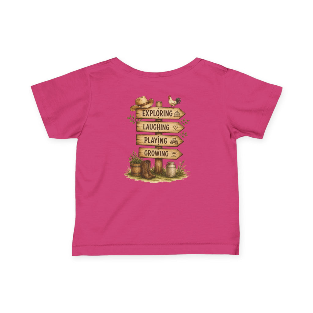 Infant Tee — “Grandkids Camp with Nonnie & Papa” Baby Shirt (Exploring, Laughing, Playing, Growing)
