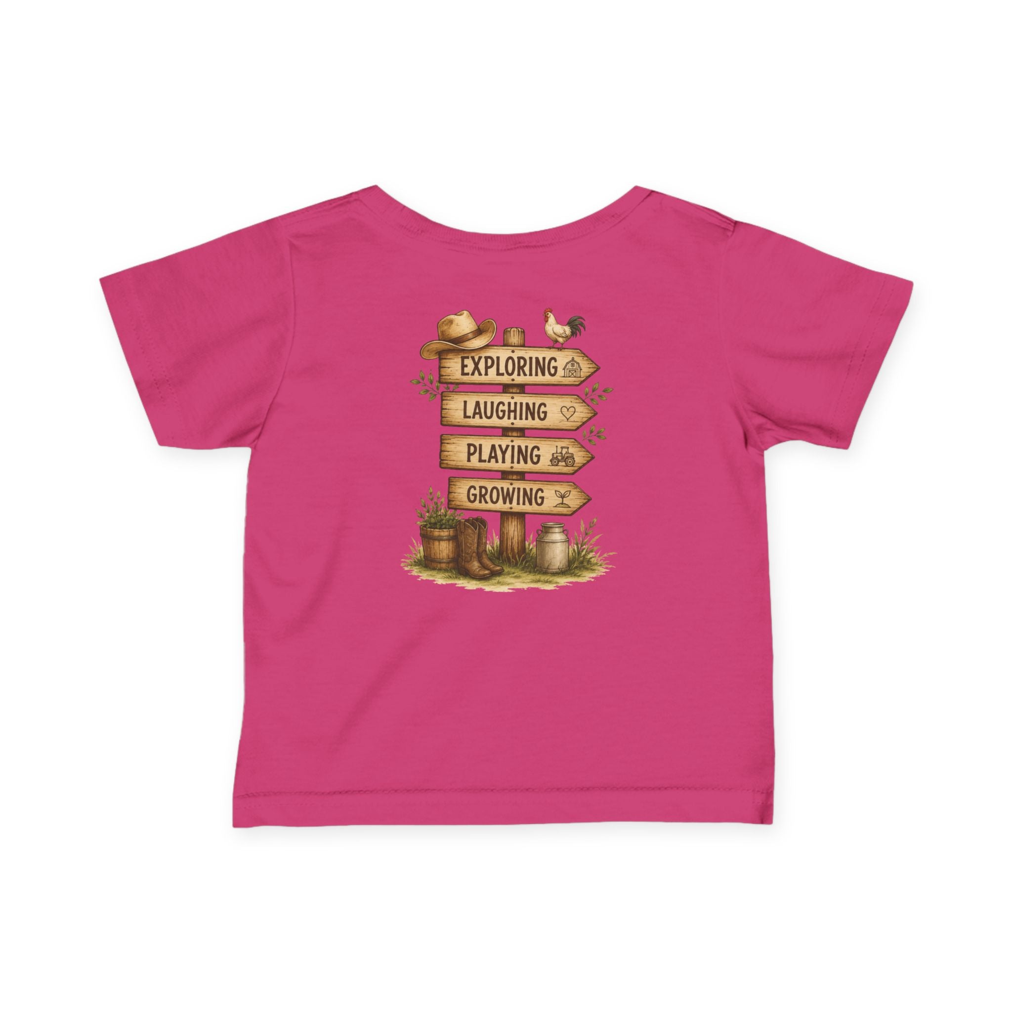 Infant Tee — “Grandkids Camp with Nonnie & Papa” Baby Shirt (Exploring, Laughing, Playing, Growing)