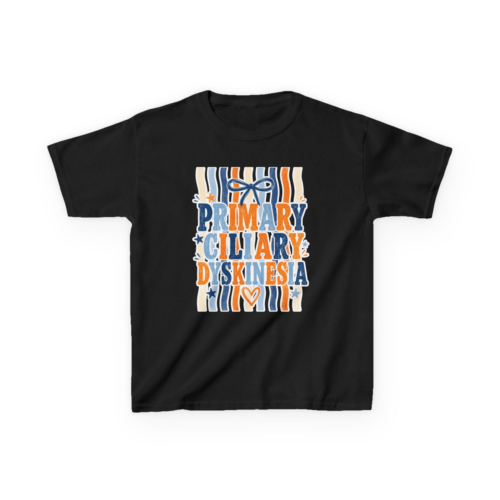 The Jentri- Primary Ciliary Dyskinesia Awareness Kids Tee — Orange & Blue Ribbon Design
