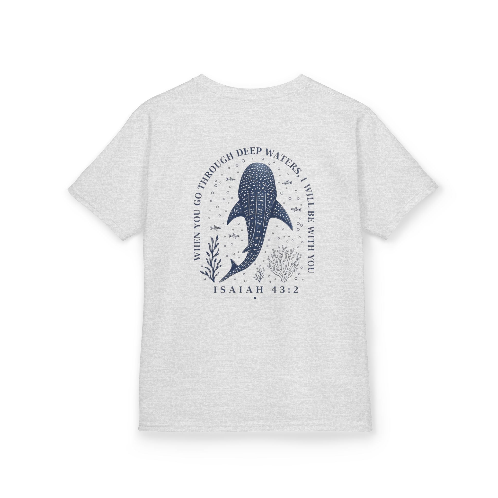 Kids T‑Shirt — Whale Shark Design with Isaiah 43:2 Scripture