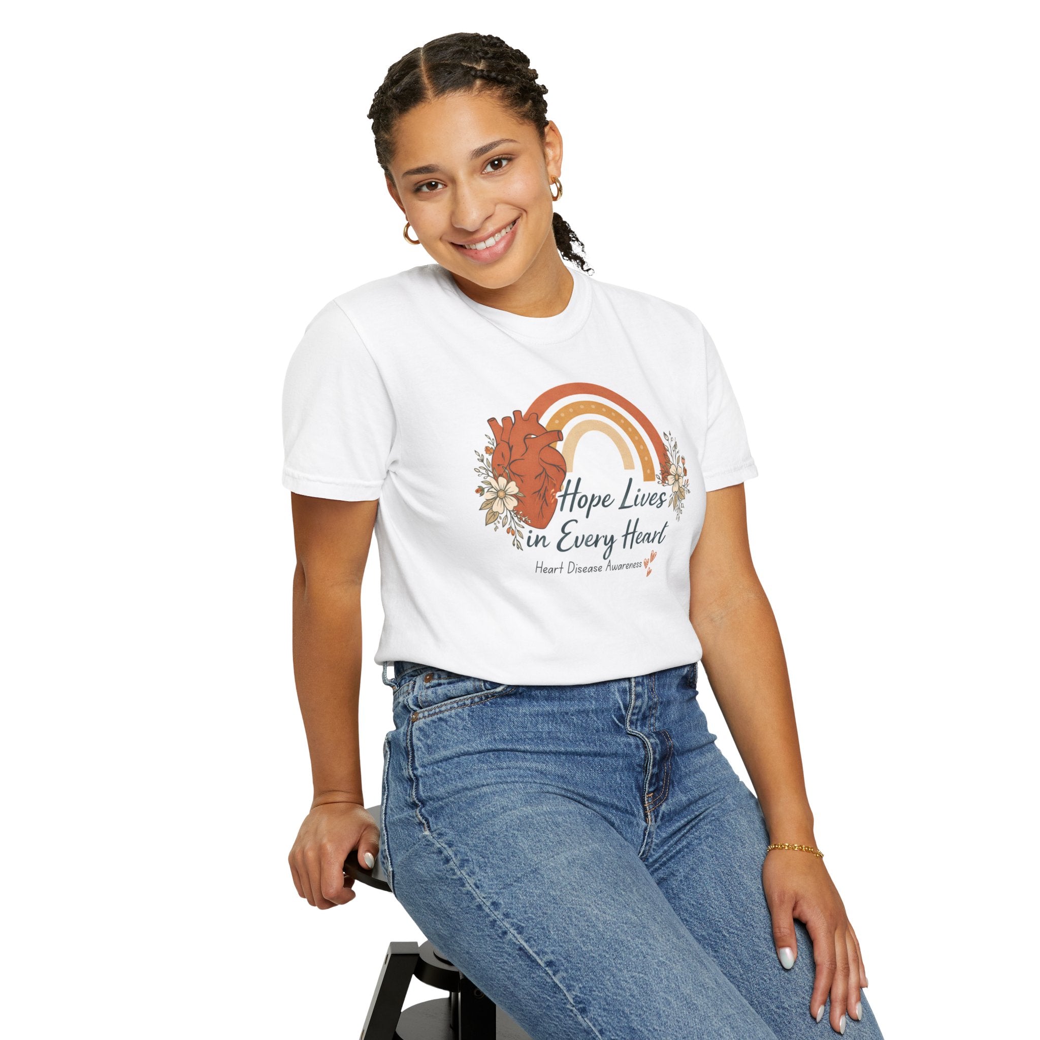 Hope Lives in Every Heart T-Shirt — Heart Disease Awareness Rainbow Tee