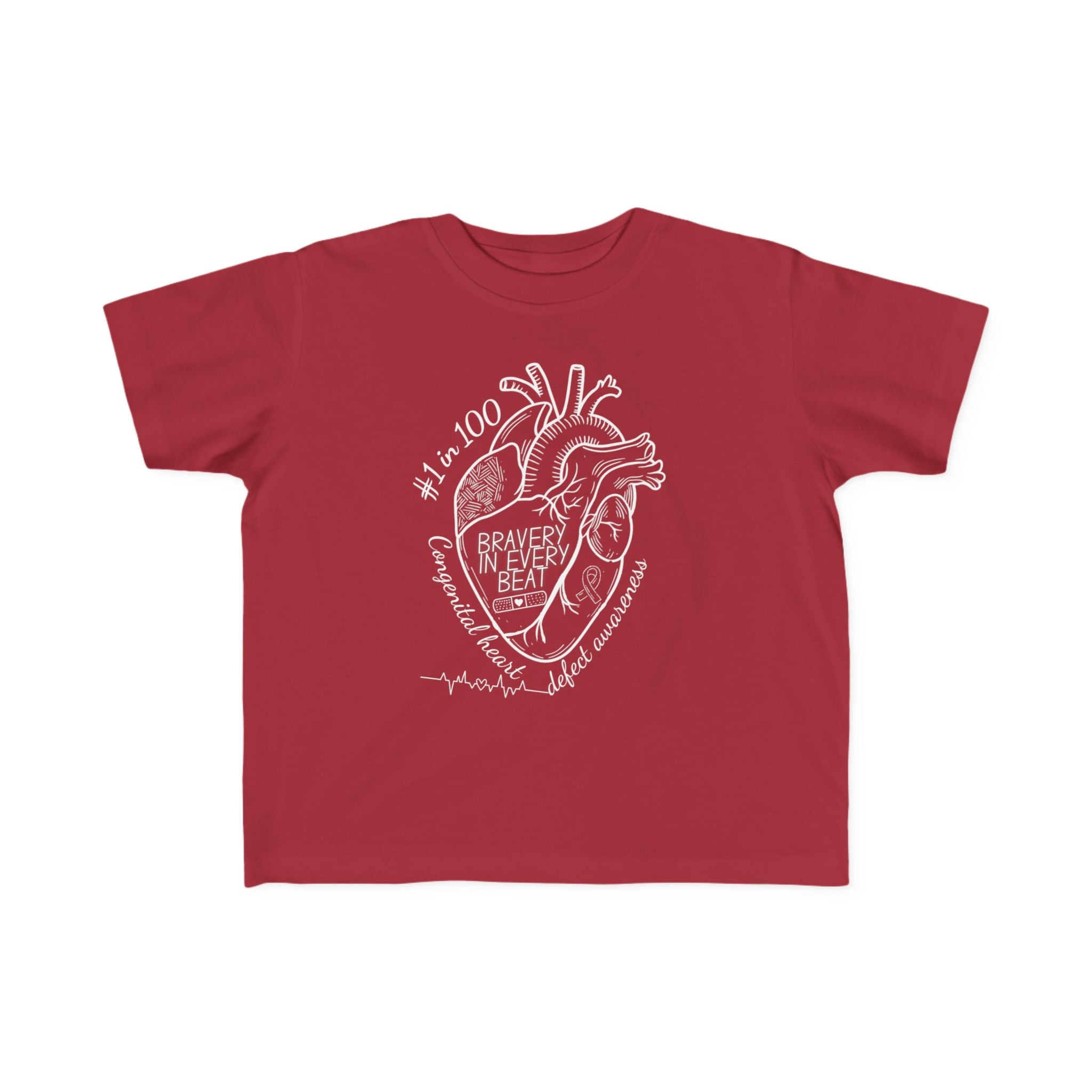 Toddler Tee — 'Bravery in Every Beat' CHD Heart Graphic