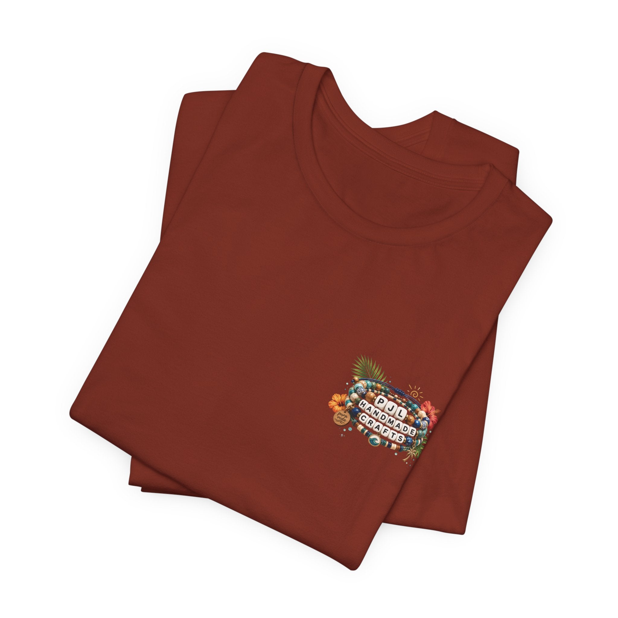 PJL Handmade Crafts Beaded Logo T-Shirt