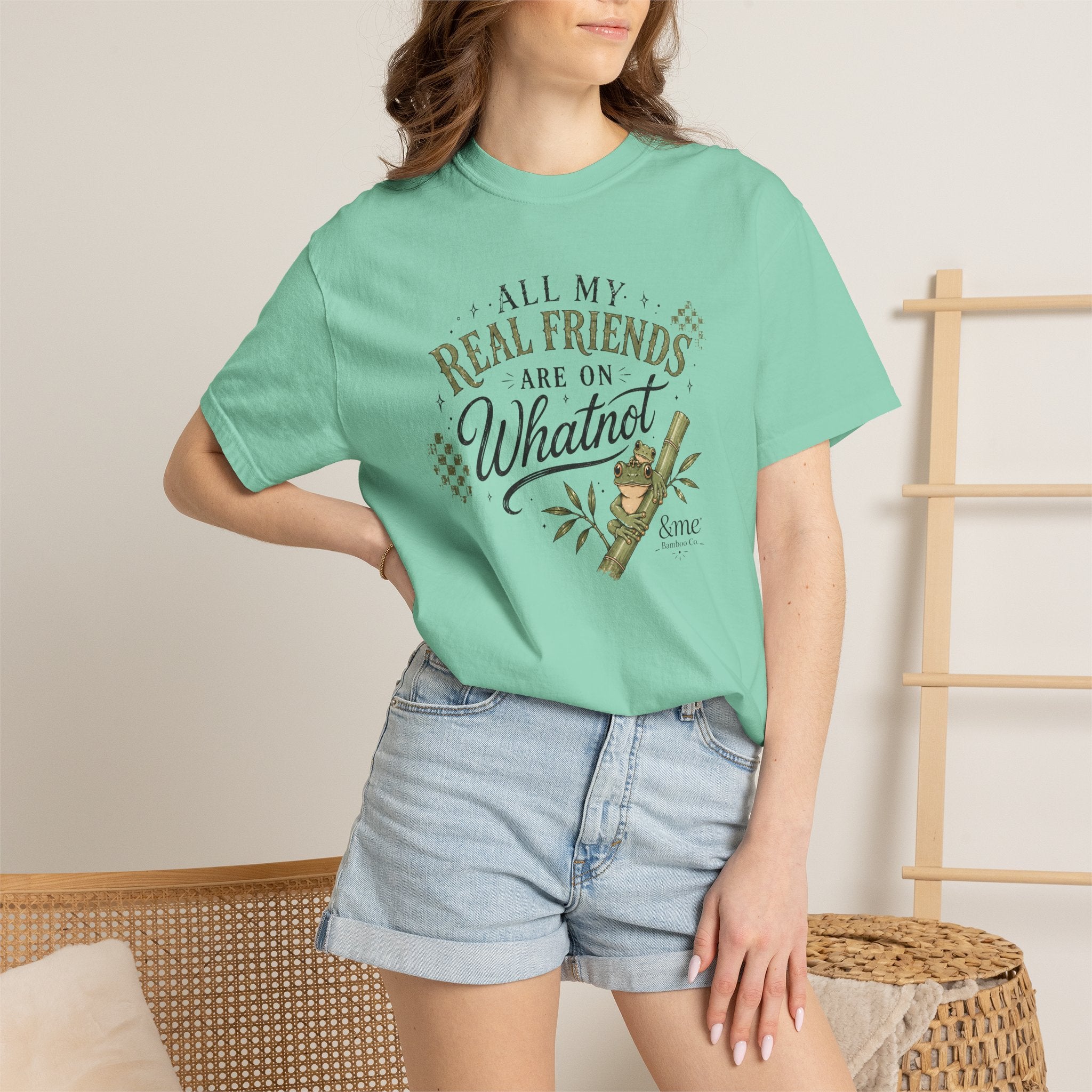Andme Bamboo — "All My Real Friends Are On Whatnot" Graphic Tee