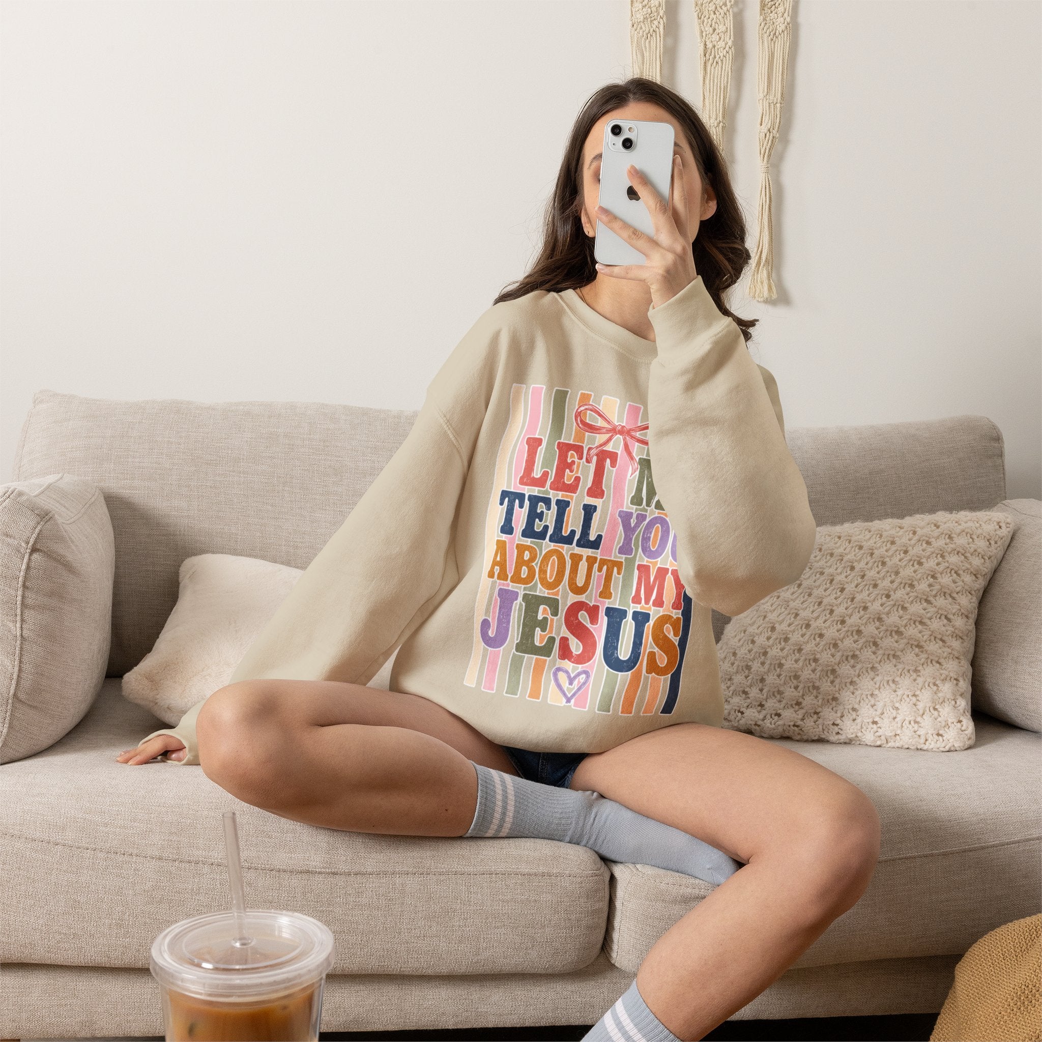 Let Me Tell You About My Jesus Sweatshirt — Colorful Christian Crewneck
