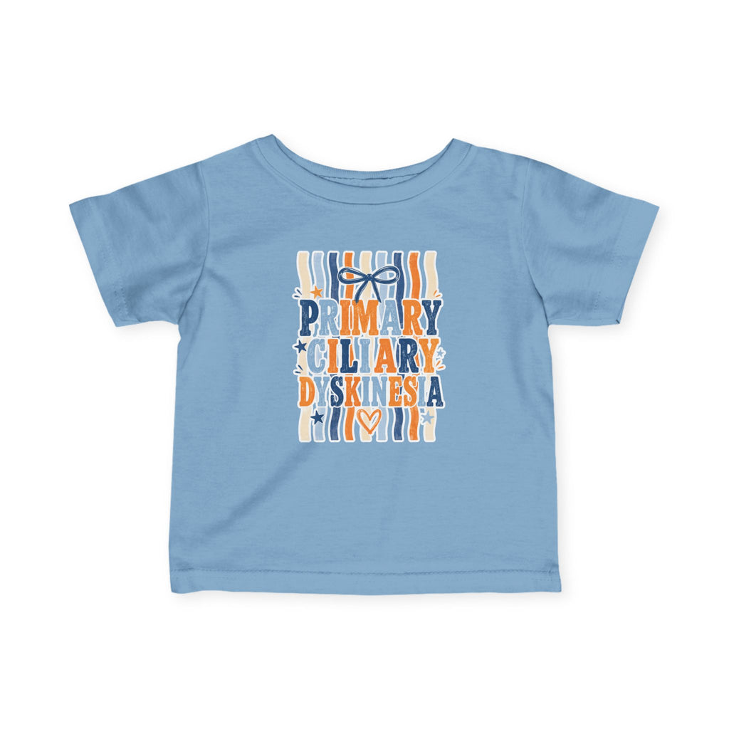 Infant Jentri Primary Ciliary Dyskinesia  Tee — Awareness Baby Shirt (Blue & Orange Ribbon)
