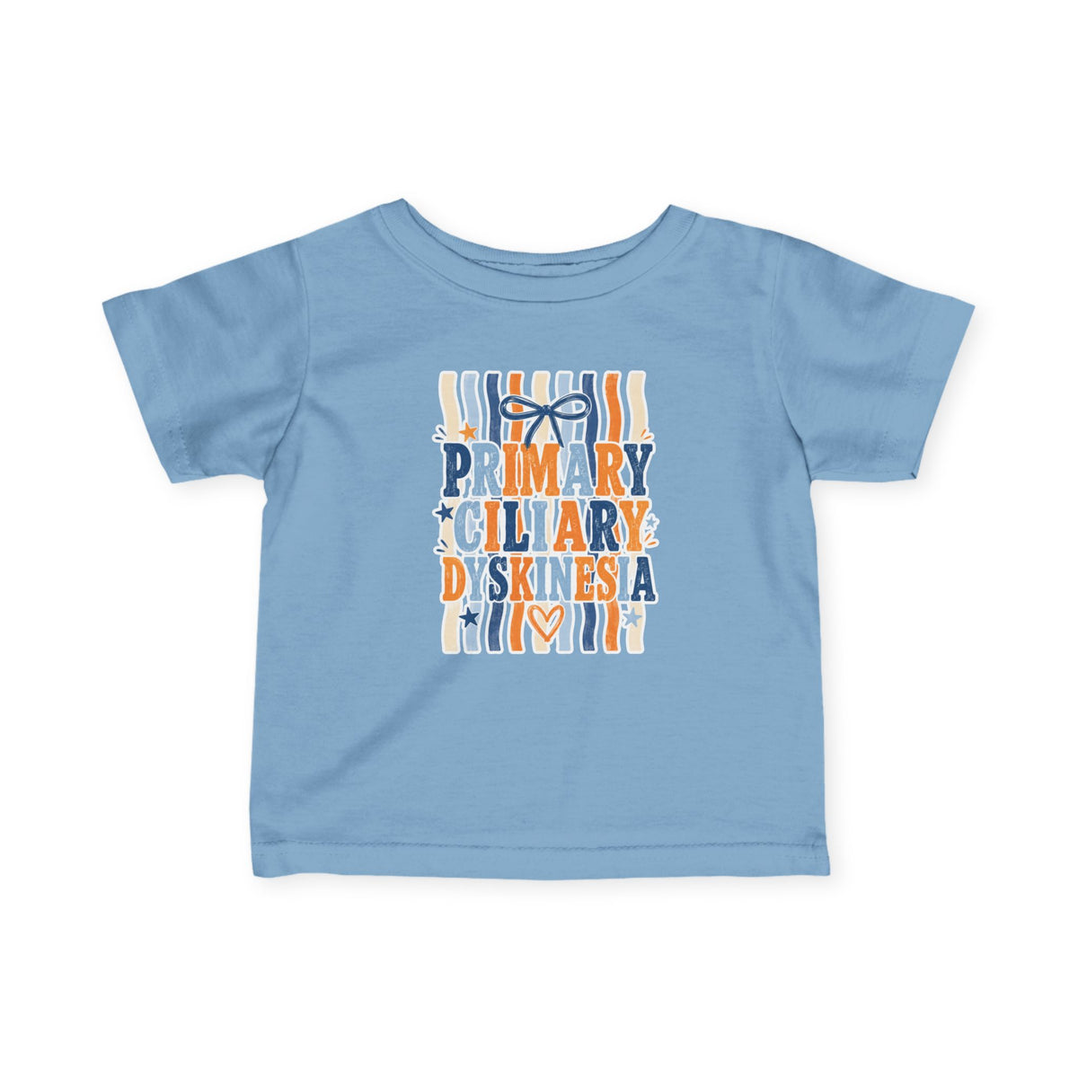 Infant Jentri Primary Ciliary Dyskinesia  Tee — Awareness Baby Shirt (Blue & Orange Ribbon)