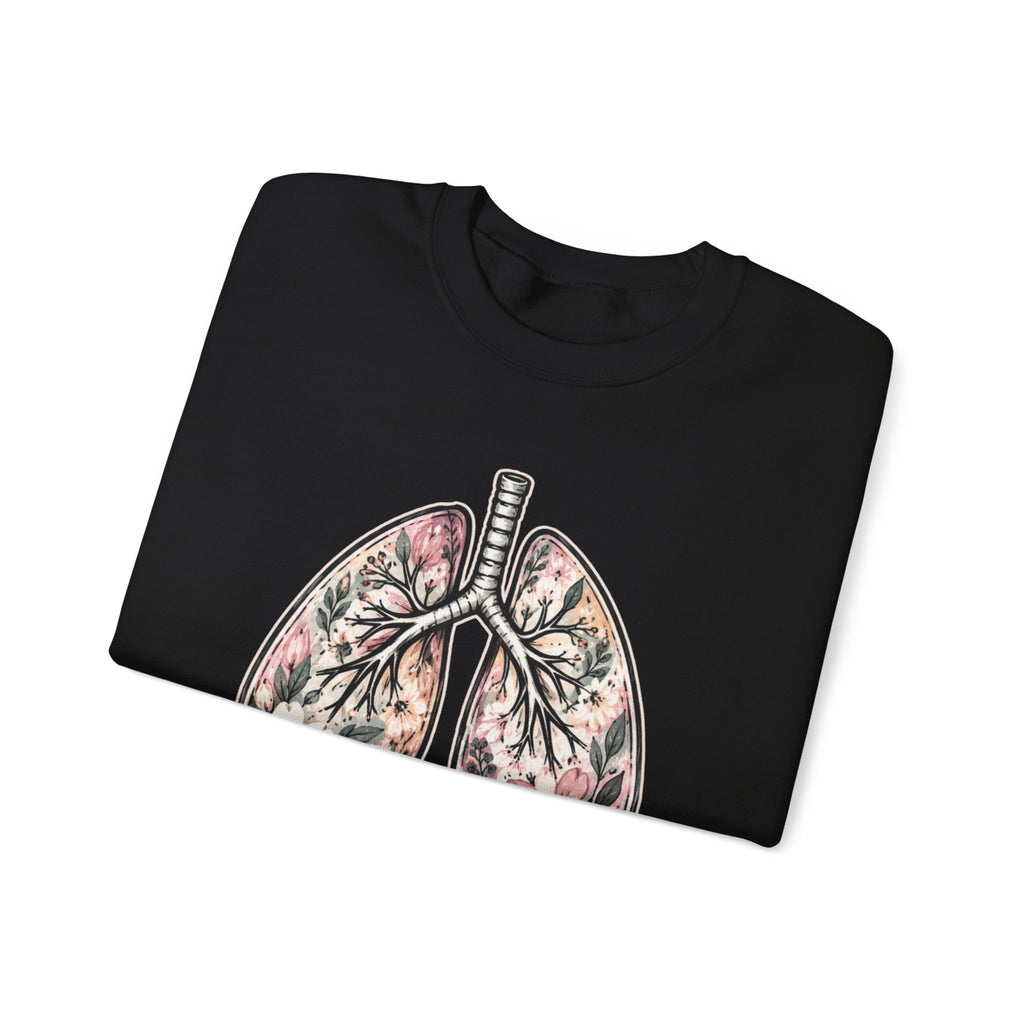 Lung Floral Crewneck Sweatshirt — CF MAMA Respiratory Awareness Pullover