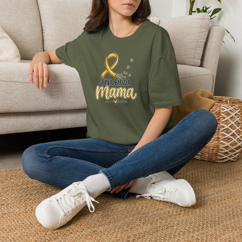 Spina Bifida Mama T-Shirt — Gold Awareness Ribbon Mom Tee
