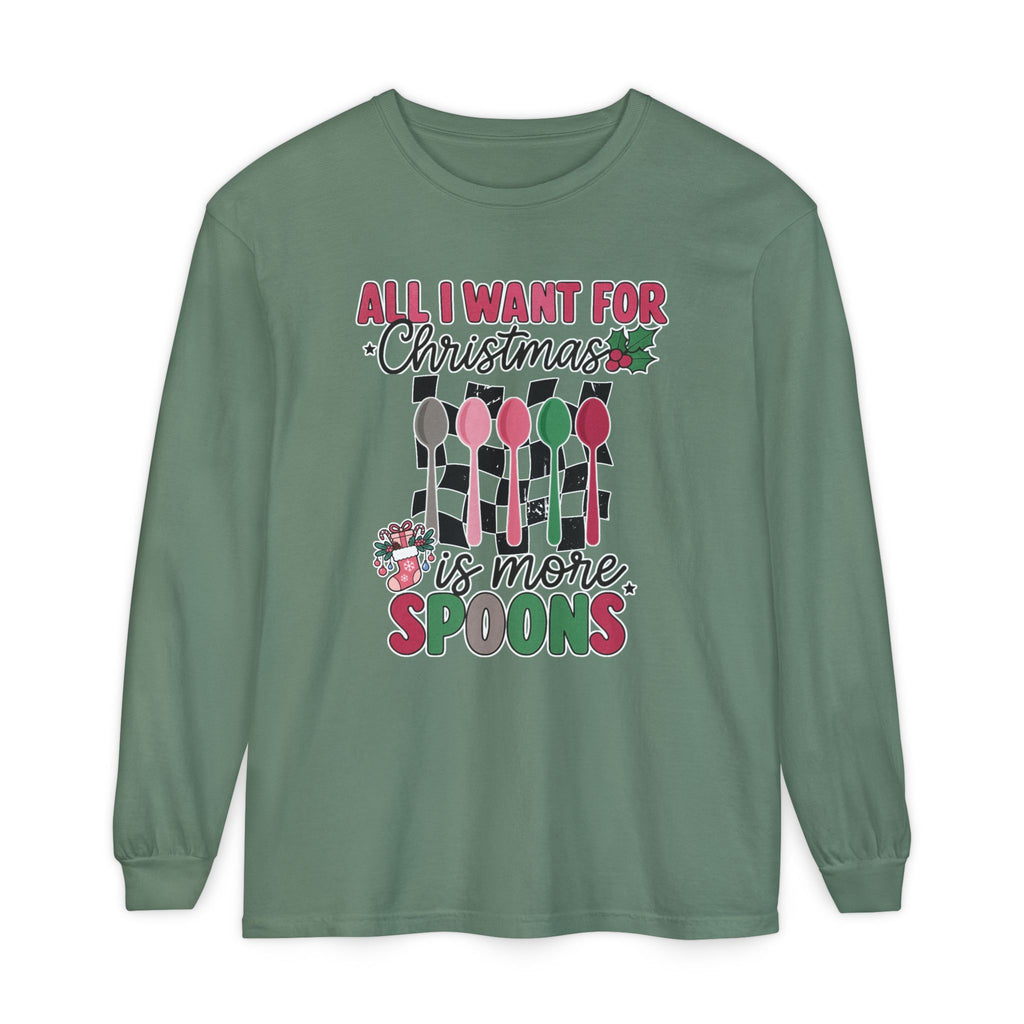 Christmas 'All I Want For Christmas Is More Spoons' Long Sleeve Tee