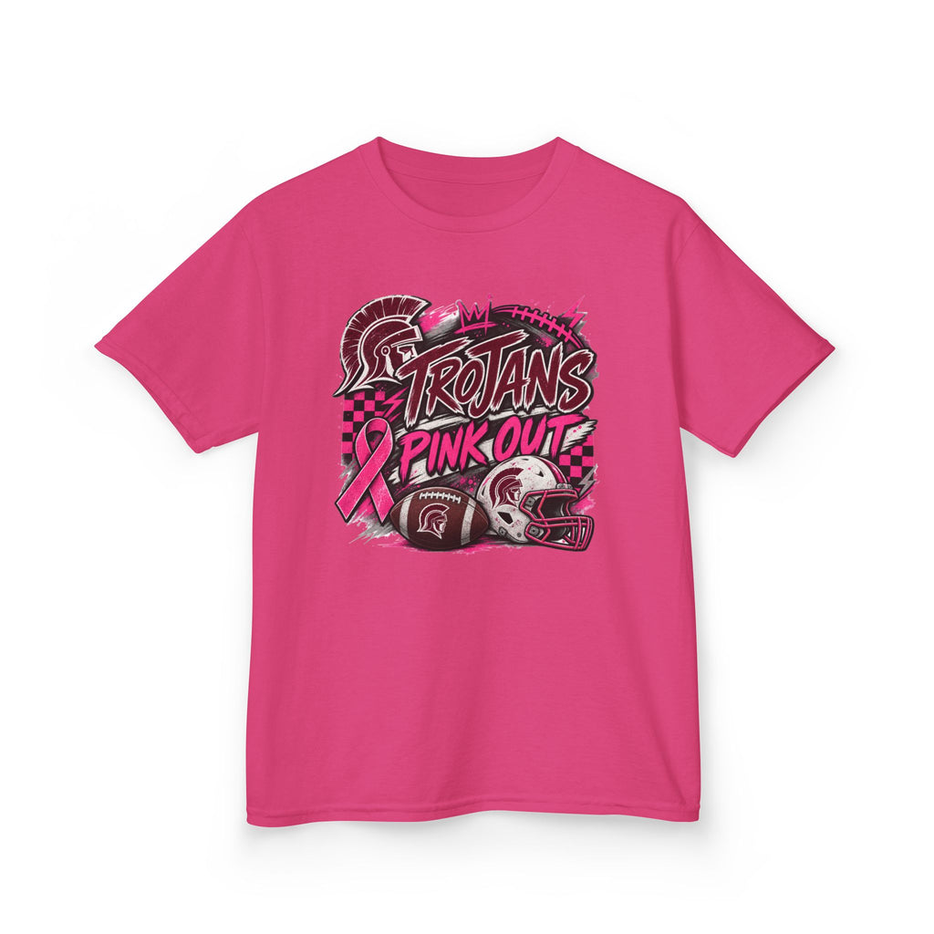 Kids T-Shirt — Trojans Pink Out Football Breast Cancer Awareness Tee