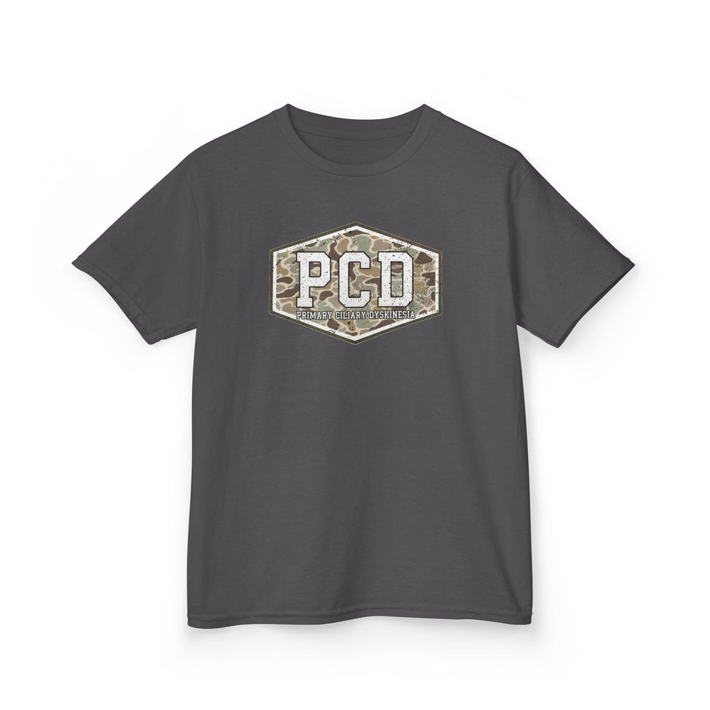 Youth PCD Camo Logo T-Shirt — Primary Ciliary Dyskinesia Awareness Tee