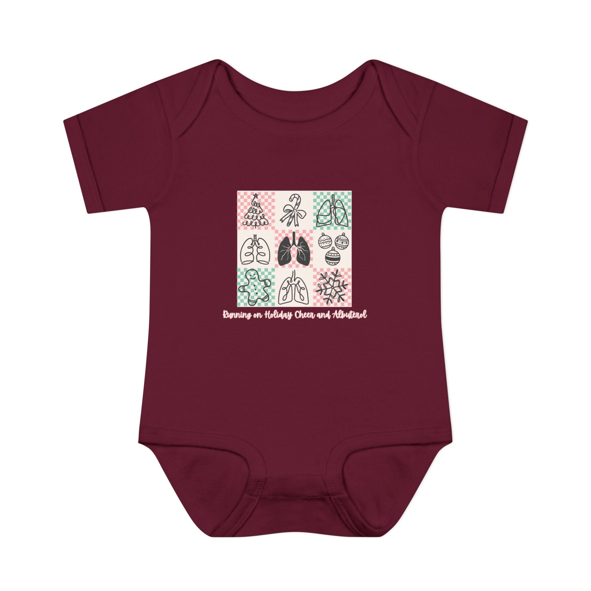 Infant Onesie Running on Holiday Cheer and Albuterol