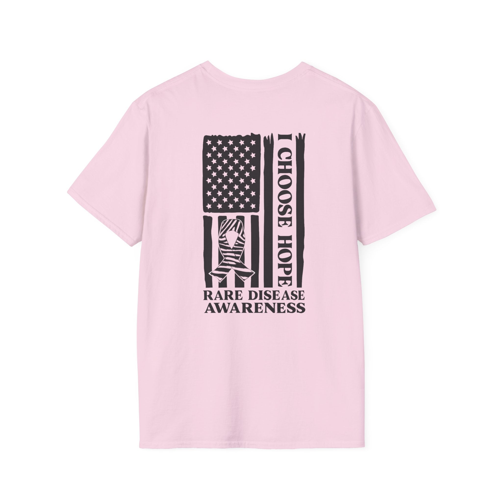 Rare Disease Awareness T-Shirt — "I Choose Hope" American Flag Ribbon