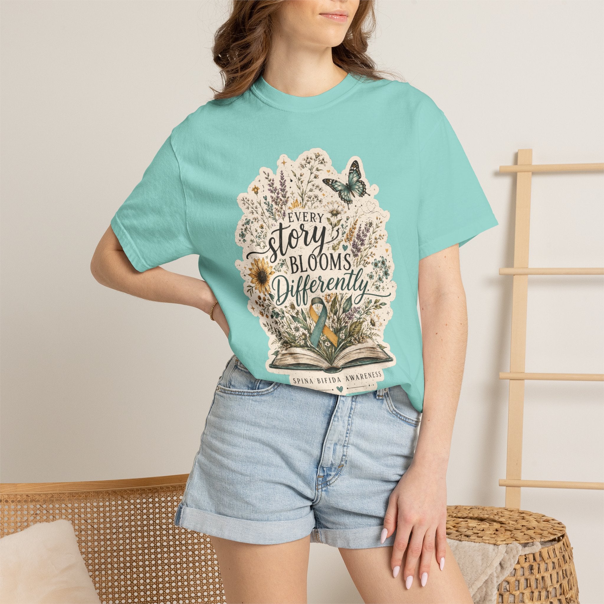 Every Story Blooms Differently T-Shirt — Spina Bifida Awareness