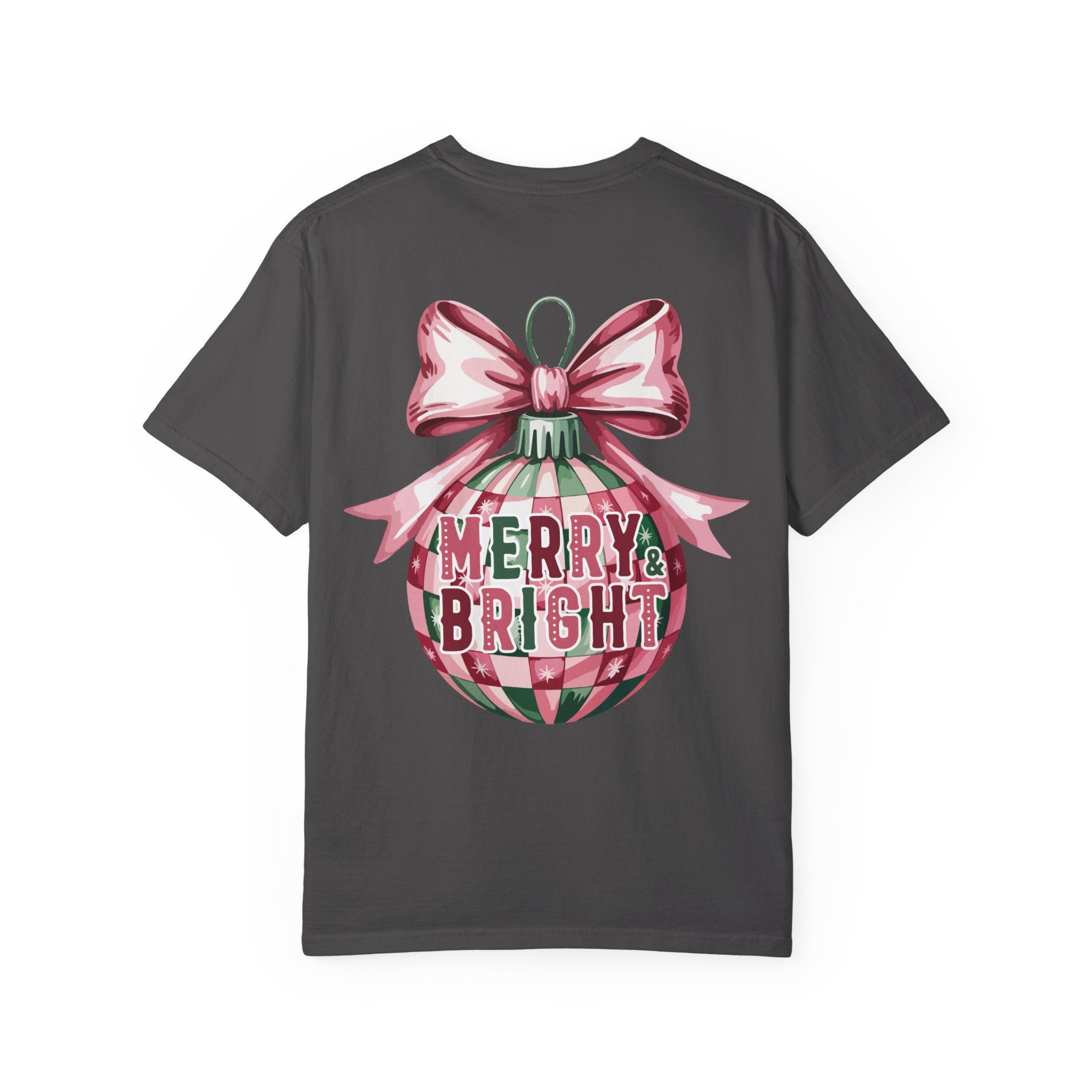 Holiday Patchwork Tee - "Merry & Bright" Graphic T-Shirt