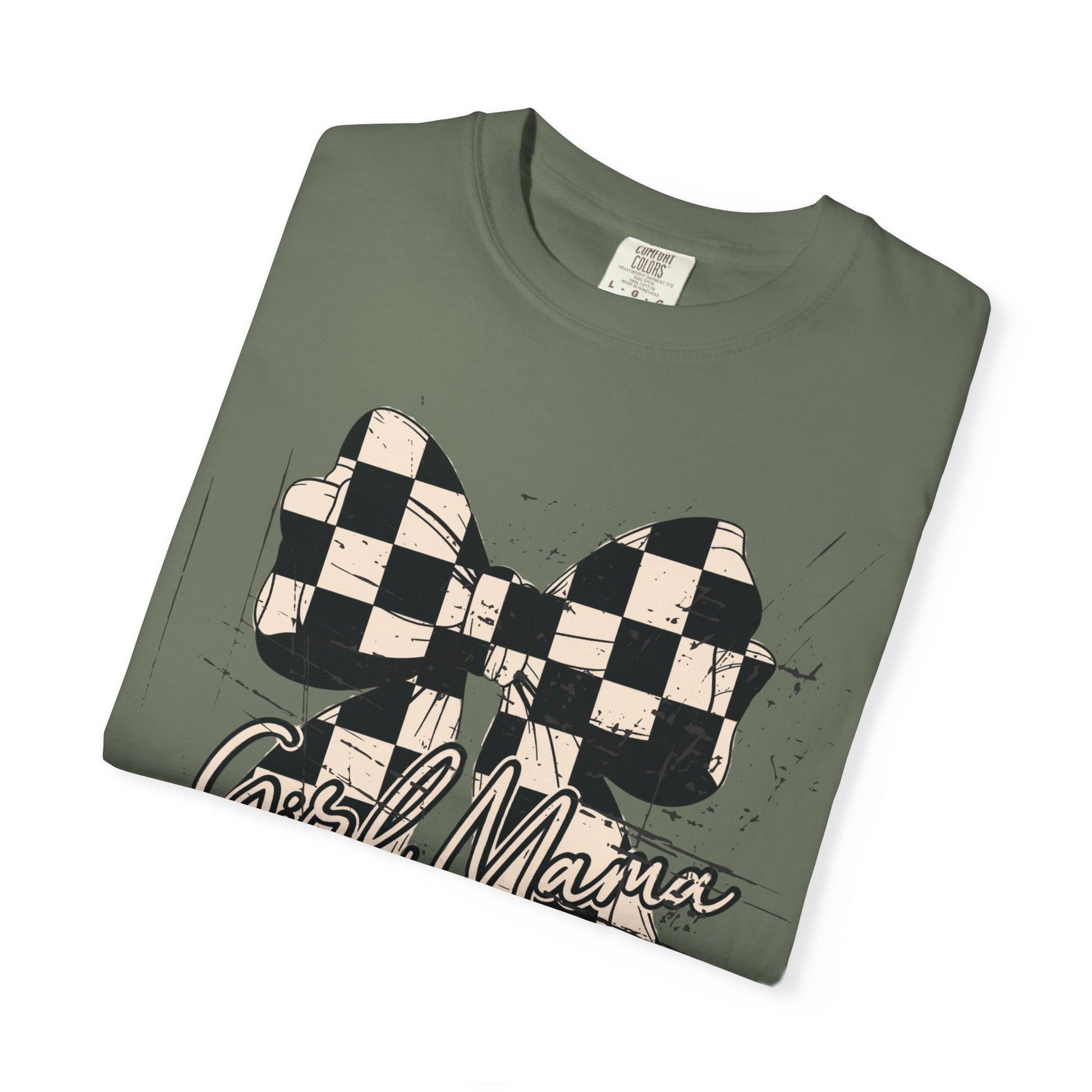 Girl Mama-Distressed Checkered Coquette Tee