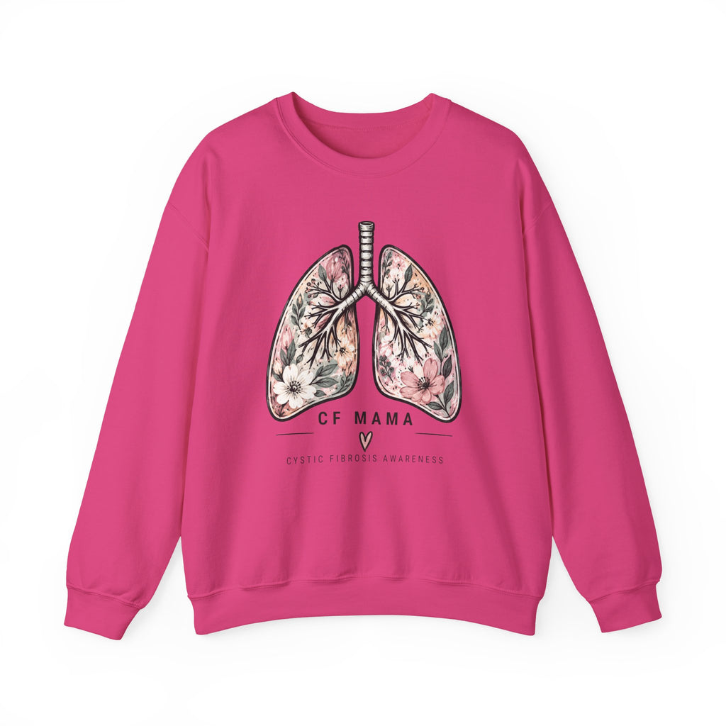 Lung Floral Crewneck Sweatshirt — CF MAMA Respiratory Awareness Pullover