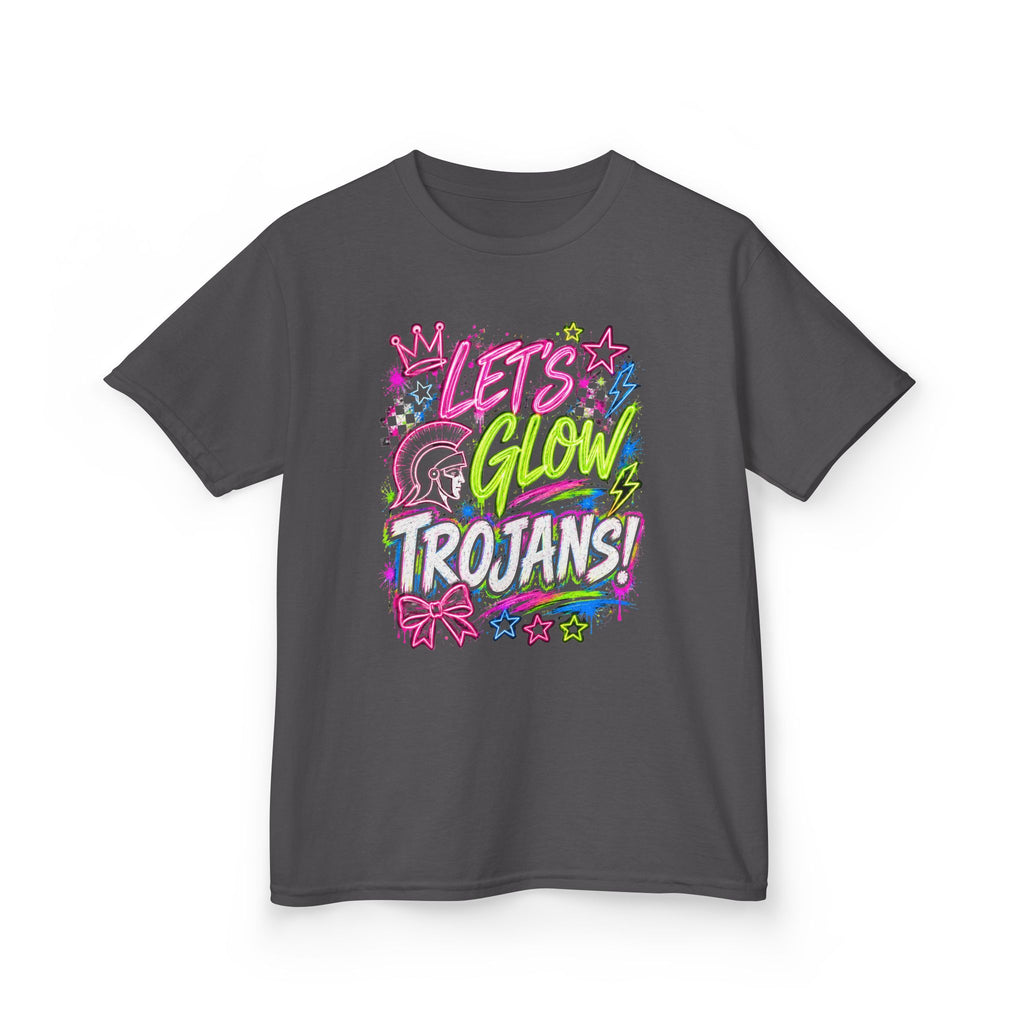 Kids Tee — 'Let's Glow Trojans' Colorful Glitter-Style Graphic