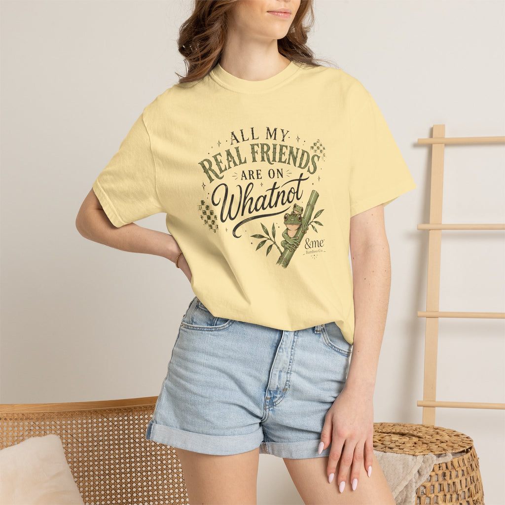Andme Bamboo — "All My Real Friends Are On Whatnot" Graphic Tee