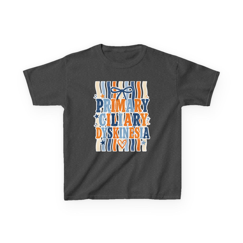 The Jentri- Primary Ciliary Dyskinesia Awareness Kids Tee — Orange & Blue Ribbon Design