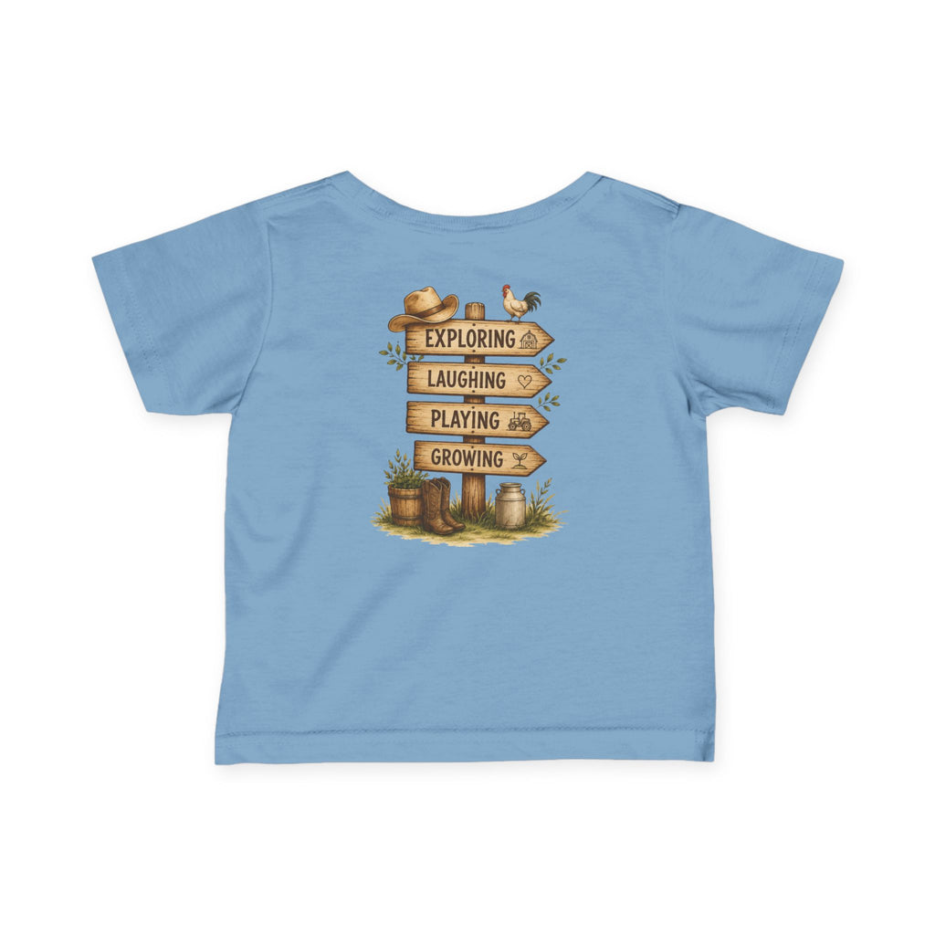 Infant Tee — “Grandkids Camp with Nonnie & Papa” Baby Shirt (Exploring, Laughing, Playing, Growing)