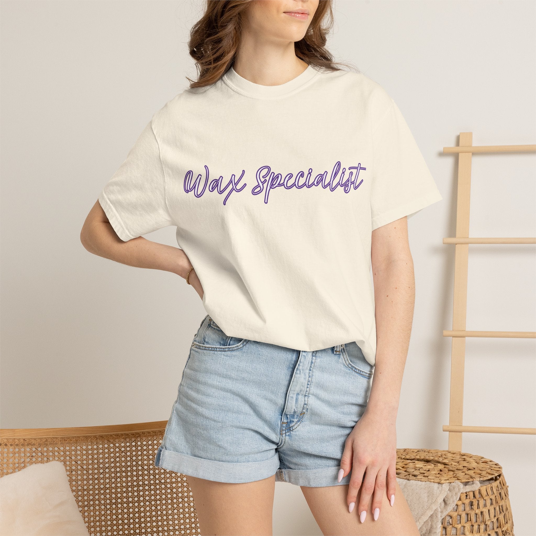 Wax Specialist T-Shirt — Lavender Script Tee