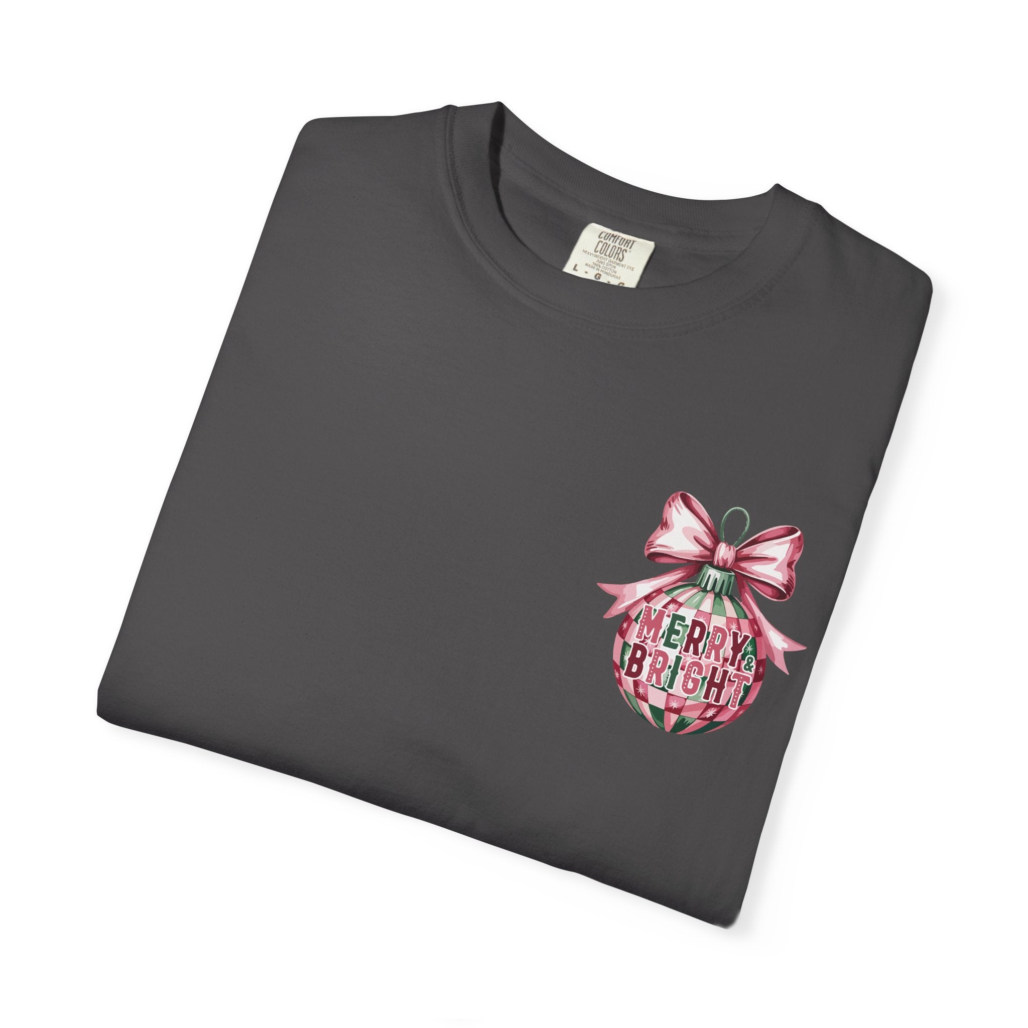 Holiday Patchwork Tee - "Merry & Bright" Graphic T-Shirt