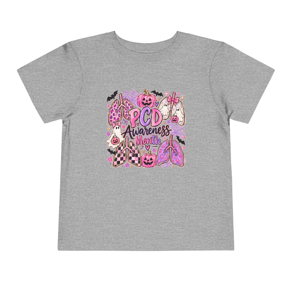 Toddler Tee — "PCD Awareness" Pink Halloween Lungs Design