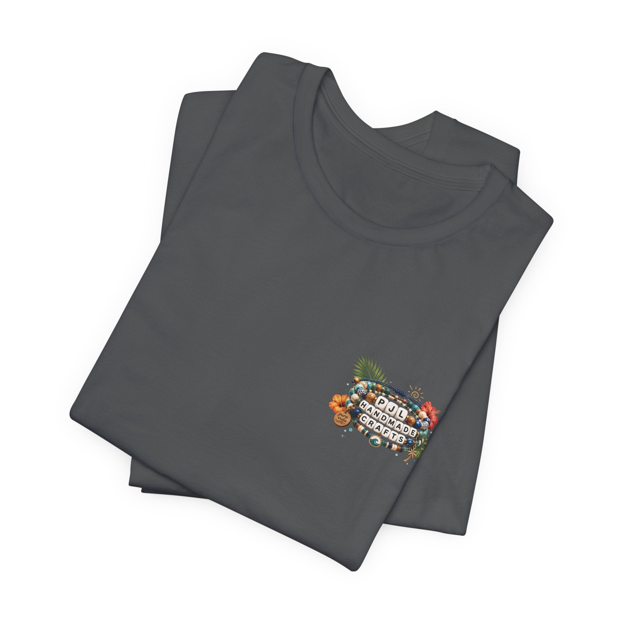 PJL Handmade Crafts Beaded Logo T-Shirt