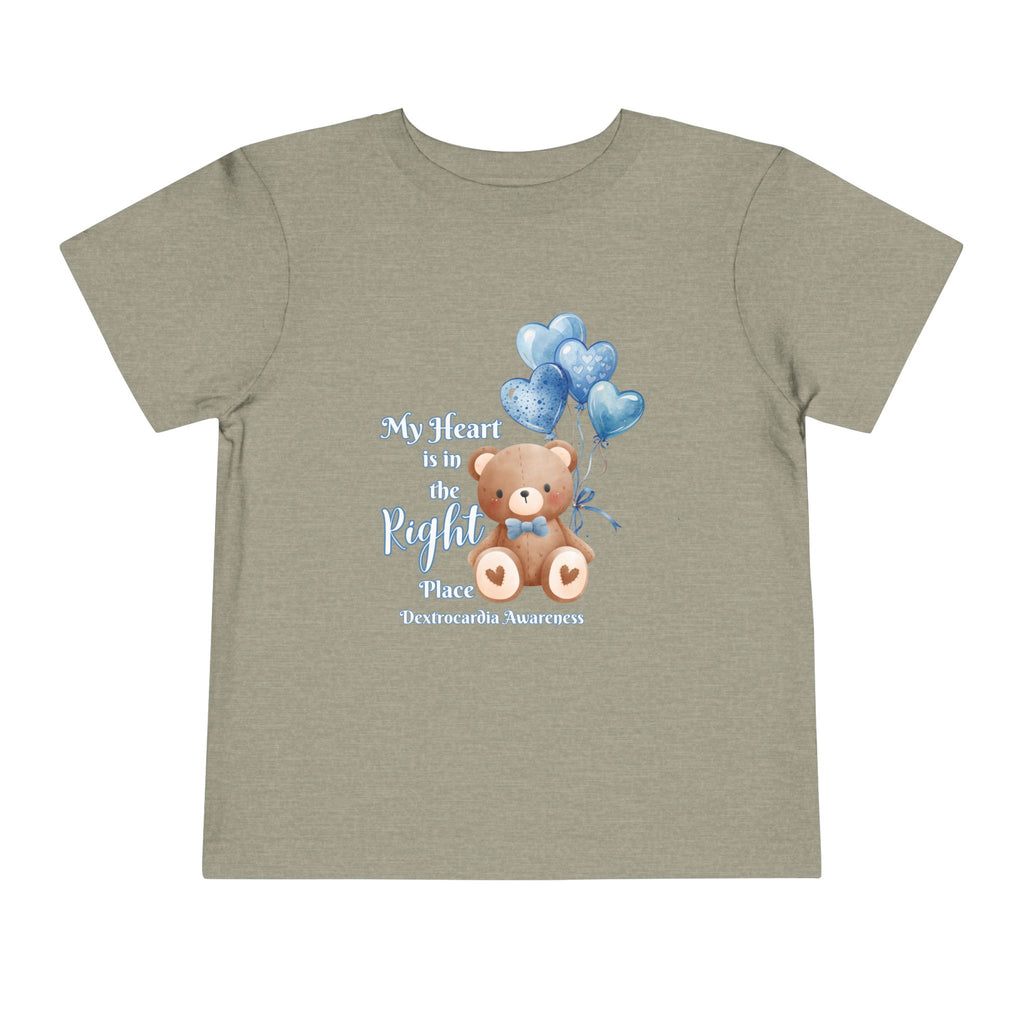 Toddler Tee — "My Heart Is in the Right Place" Dextrocardia Bear