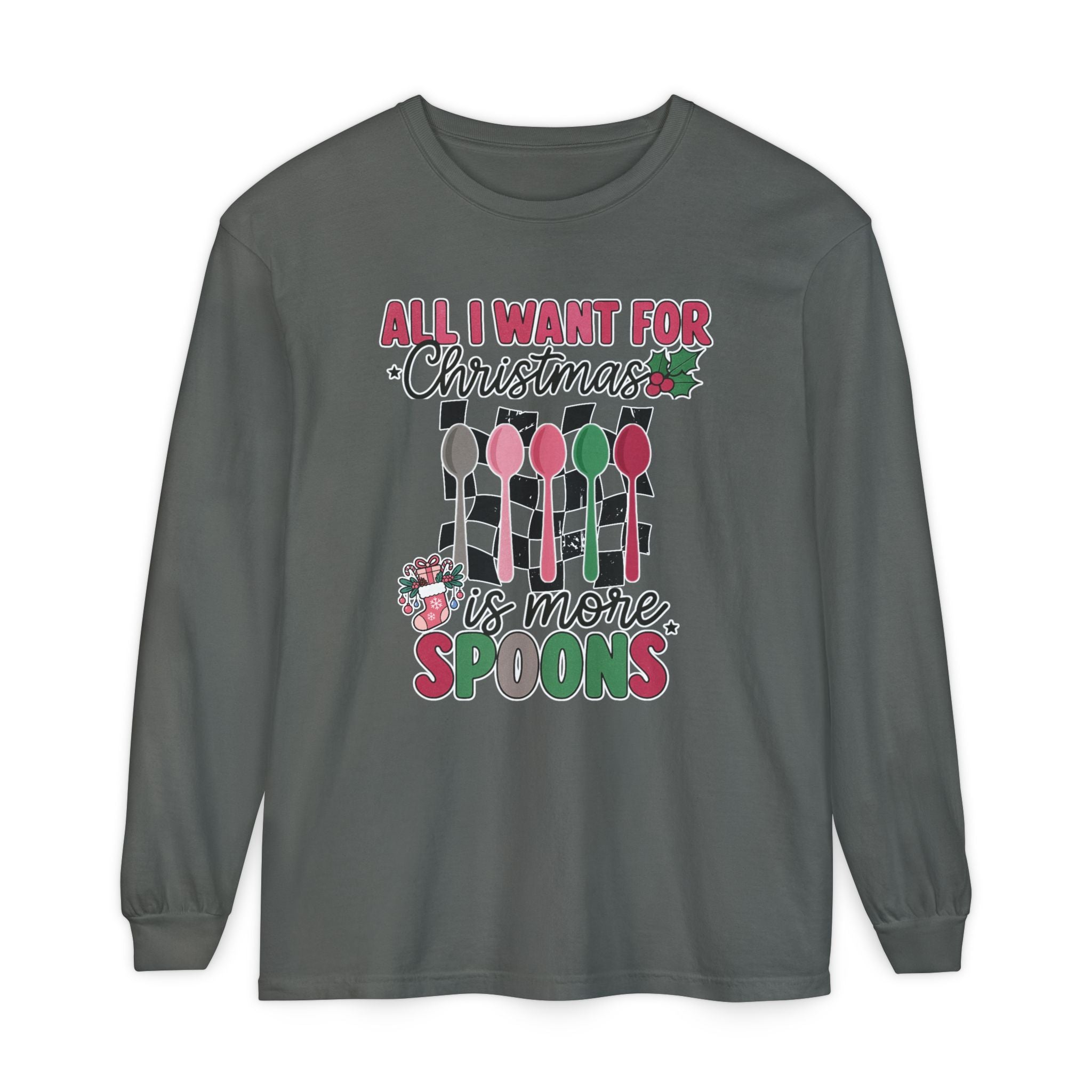 Christmas 'All I Want For Christmas Is More Spoons' Long Sleeve Tee