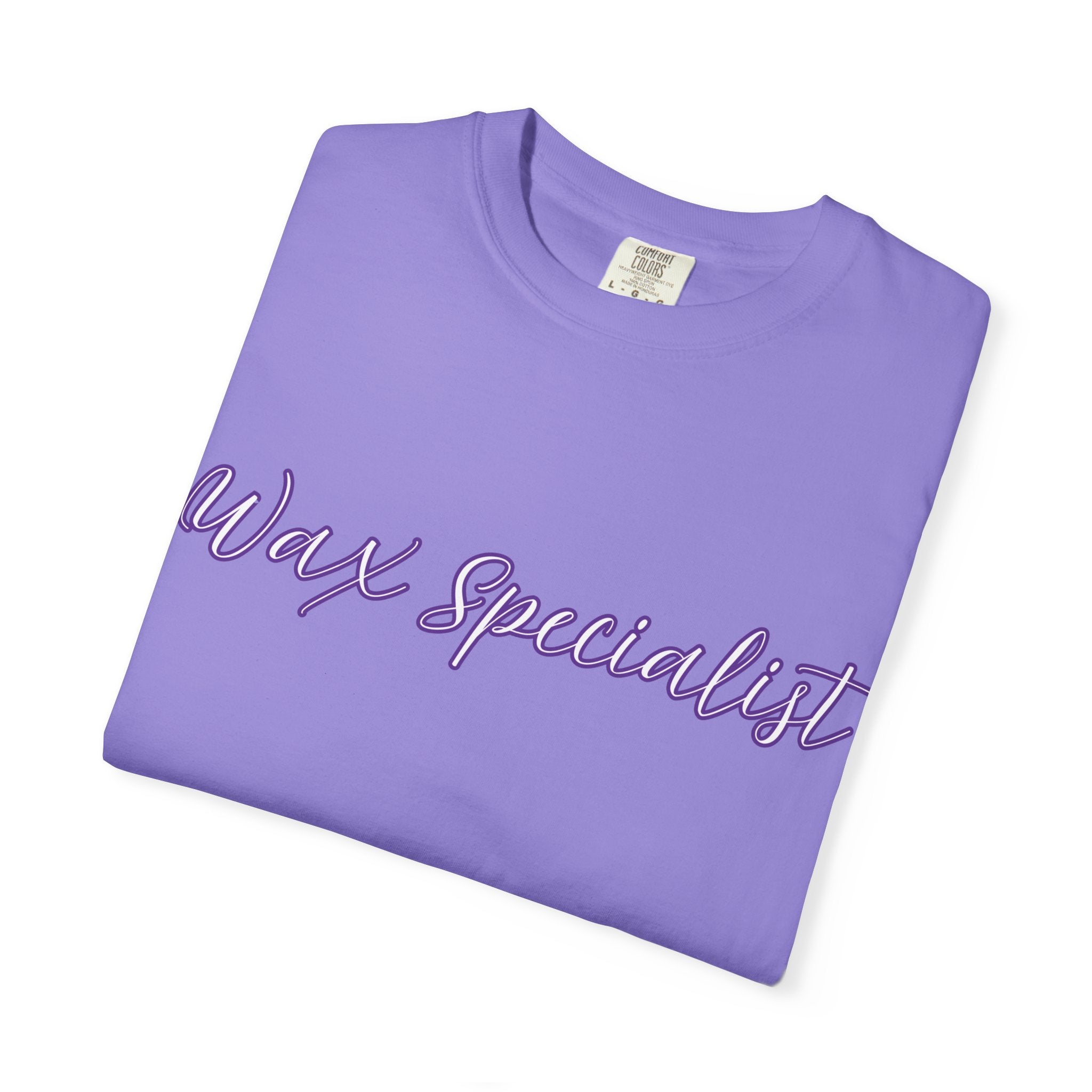 Wax Specialist T-Shirt — Lavender Script Tee
