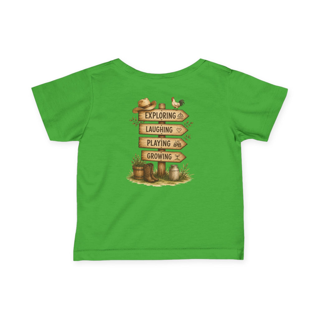 Infant Tee — “Grandkids Camp with Nonnie & Papa” Baby Shirt (Exploring, Laughing, Playing, Growing)