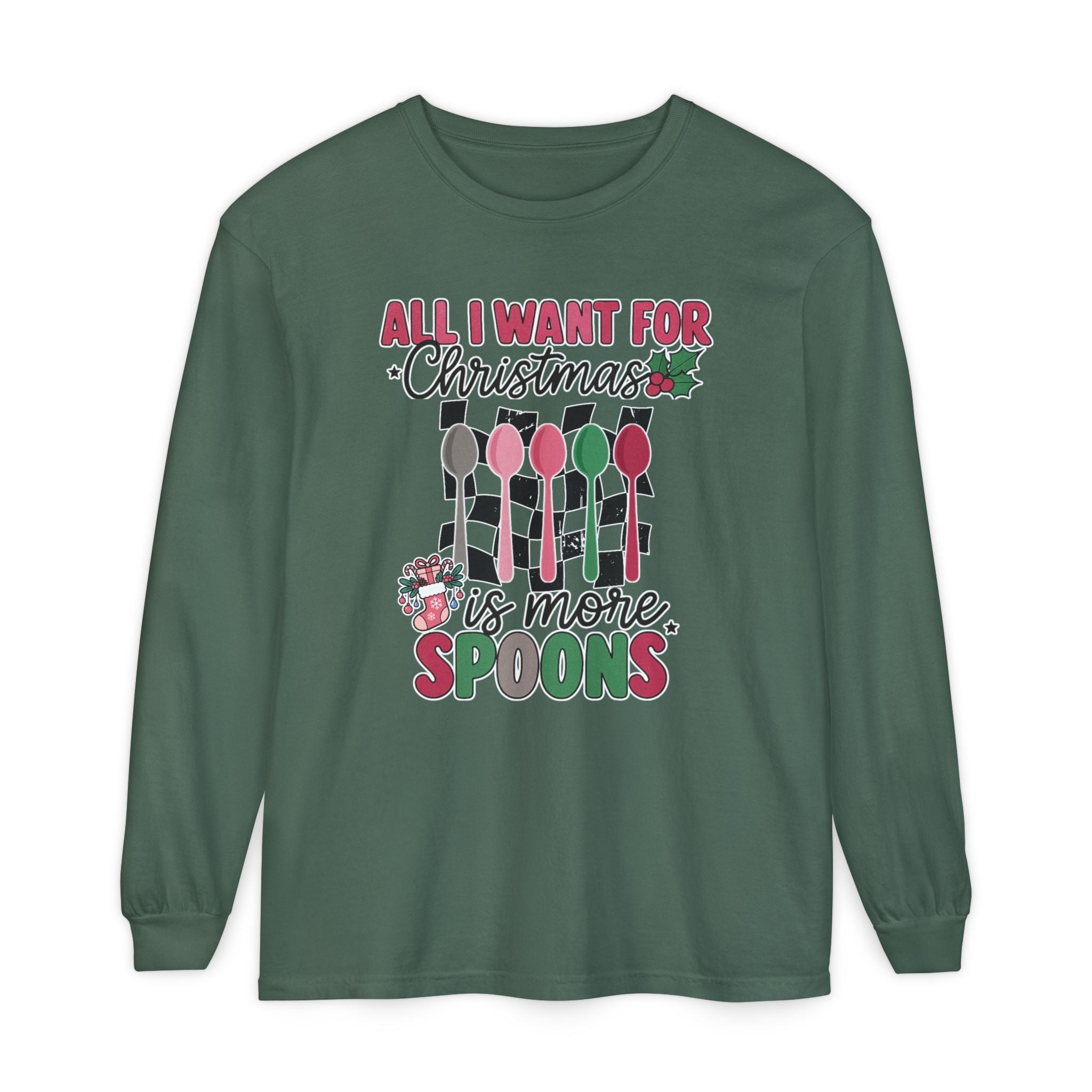 Christmas 'All I Want For Christmas Is More Spoons' Long Sleeve Tee