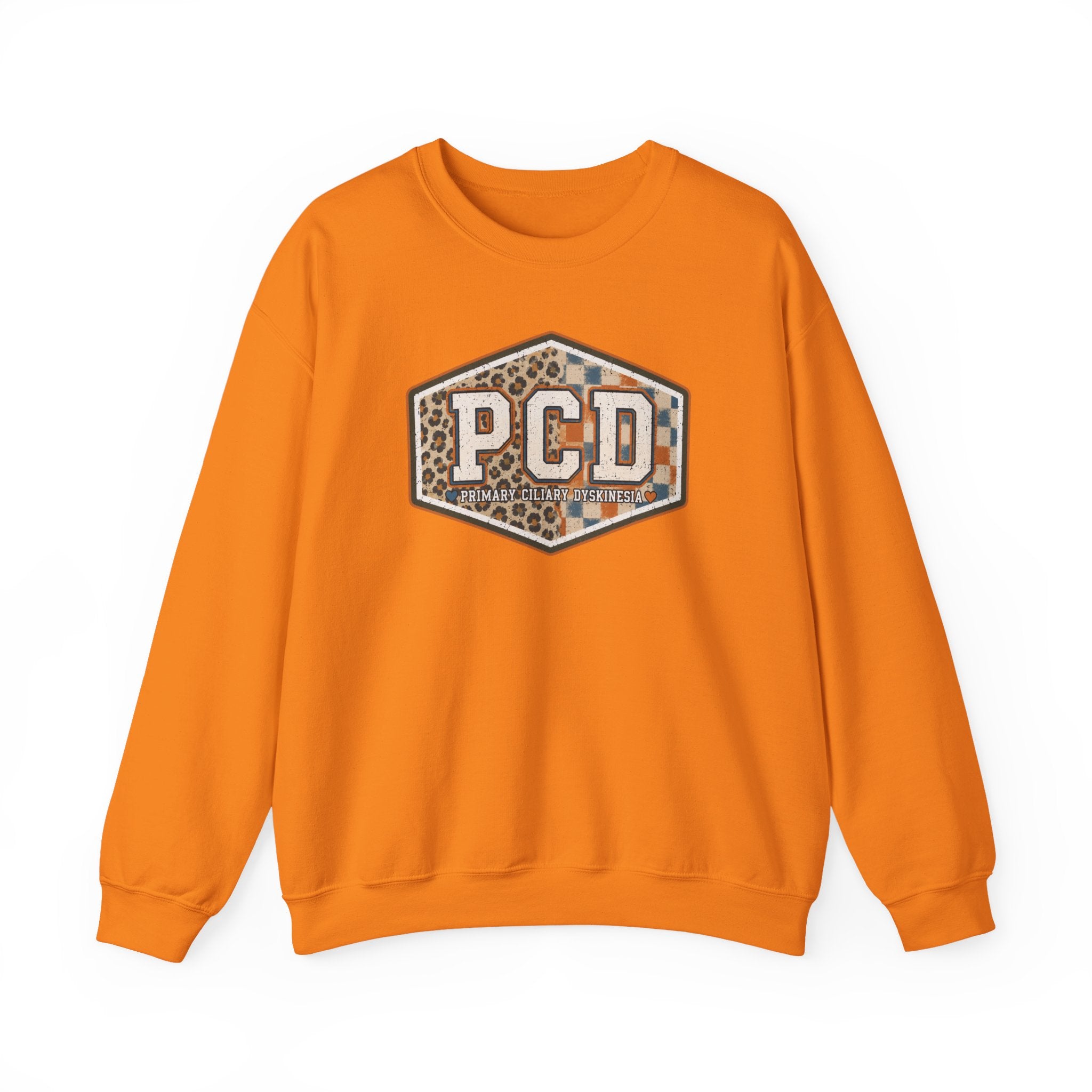 PCD Patch Crewneck Sweatshirt — Plaid & Leopard Logo Pullover