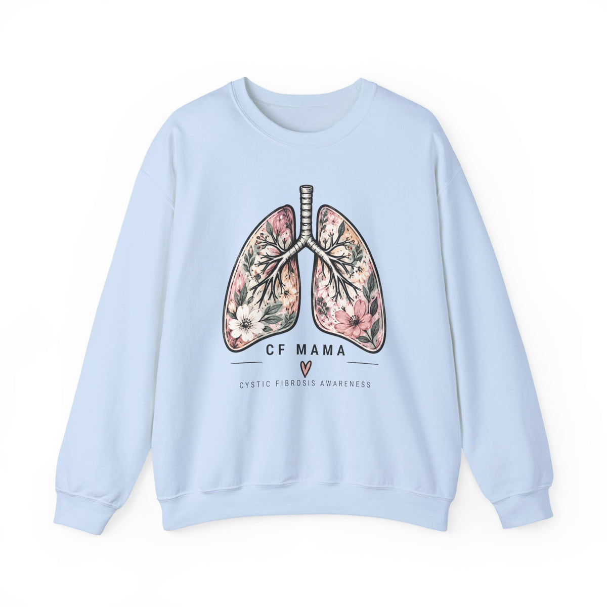 Lung Floral Crewneck Sweatshirt — CF MAMA Respiratory Awareness Pullover
