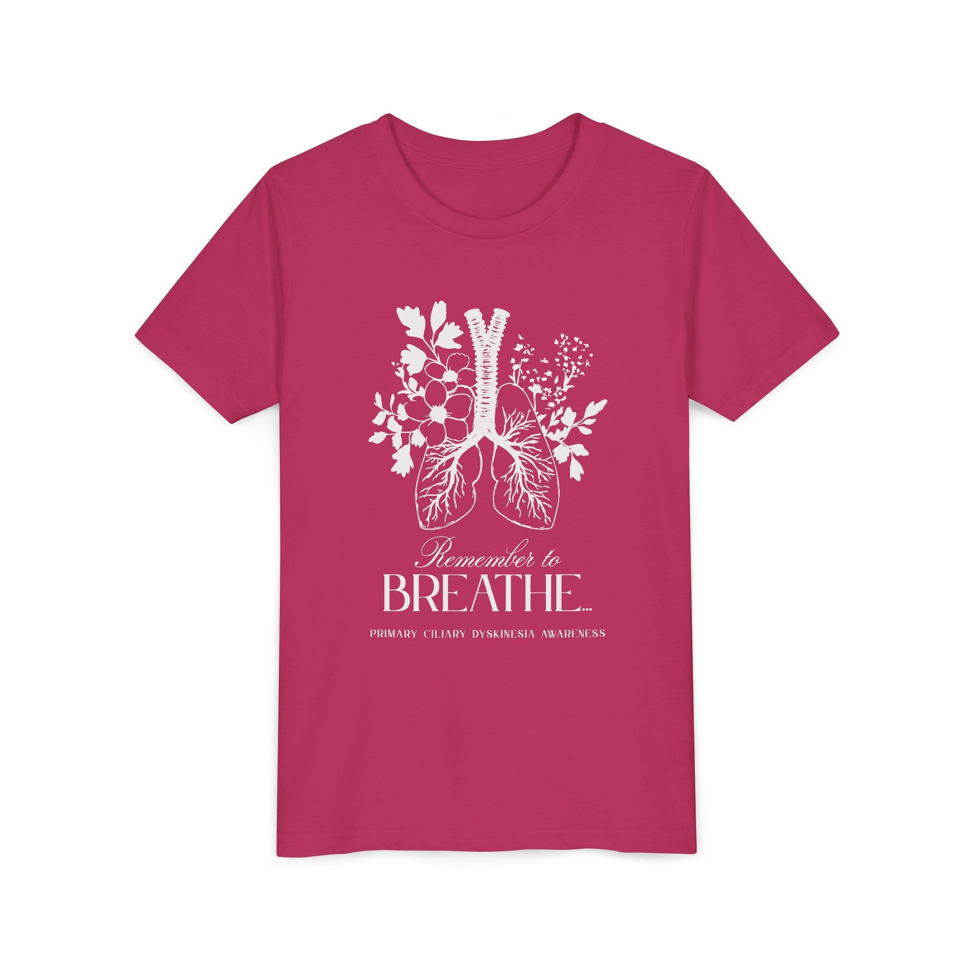 Youth Tee: Remember to Breathe- PCD Awareness